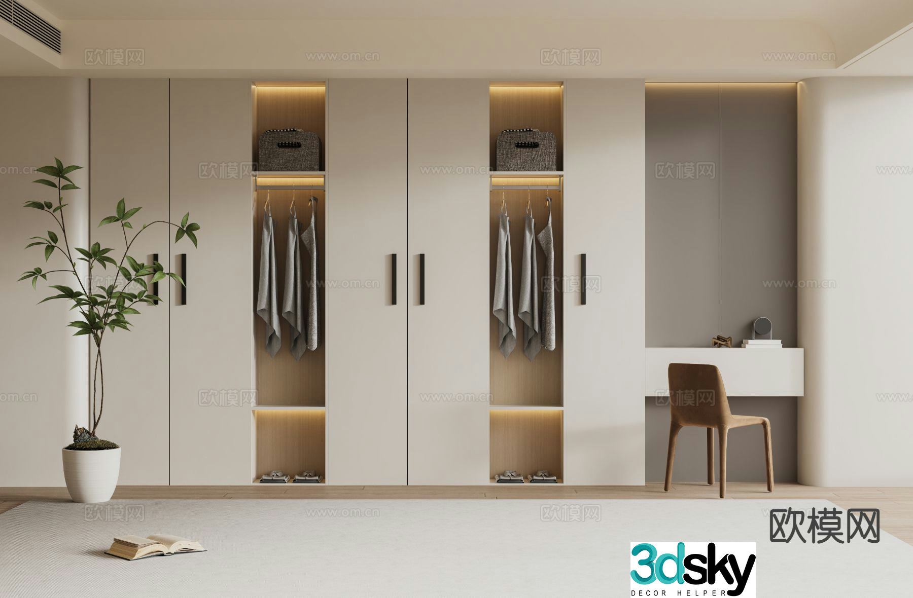 Cream style wardrobe 3d model