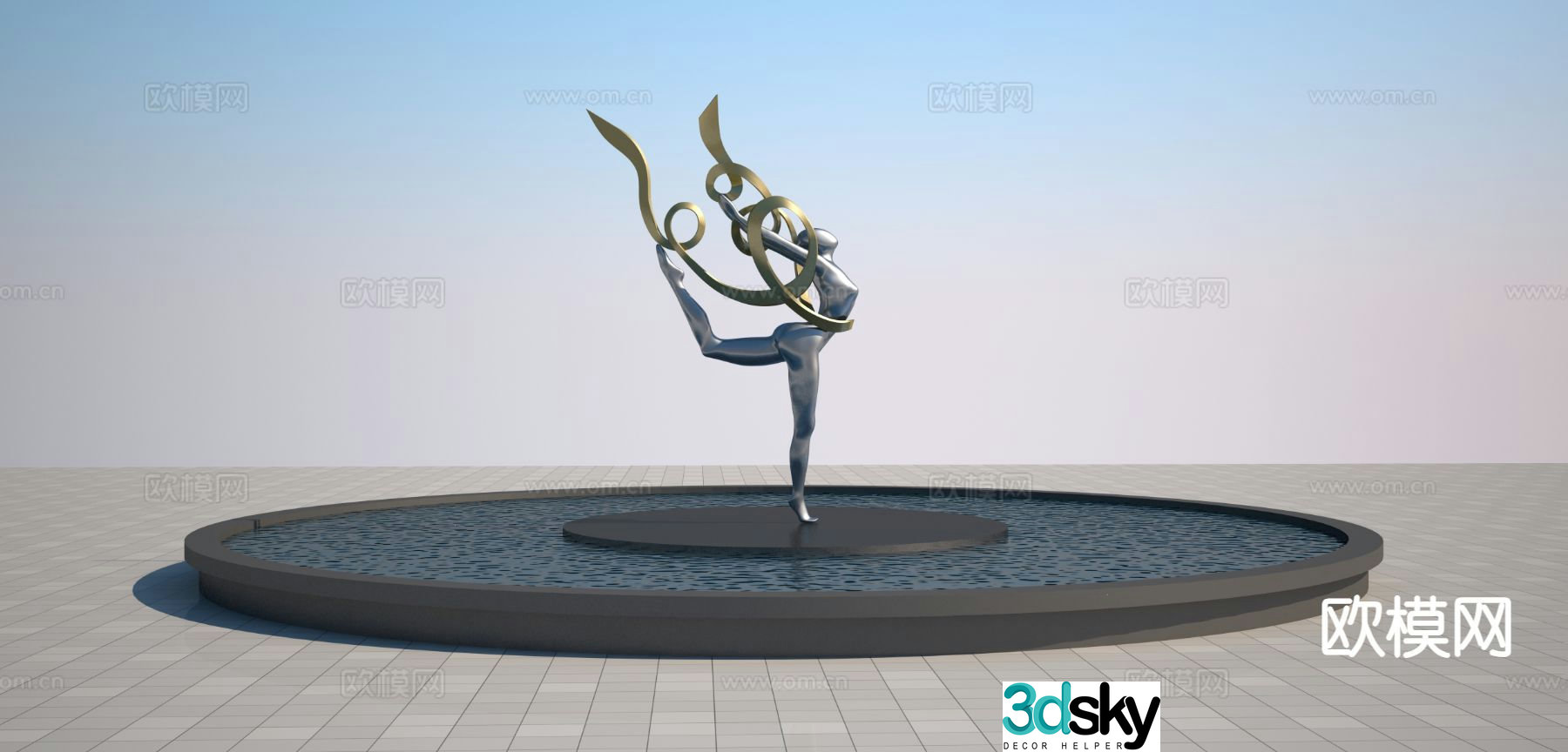 Dancing ribbon sculpture dancer sculpture 3d model