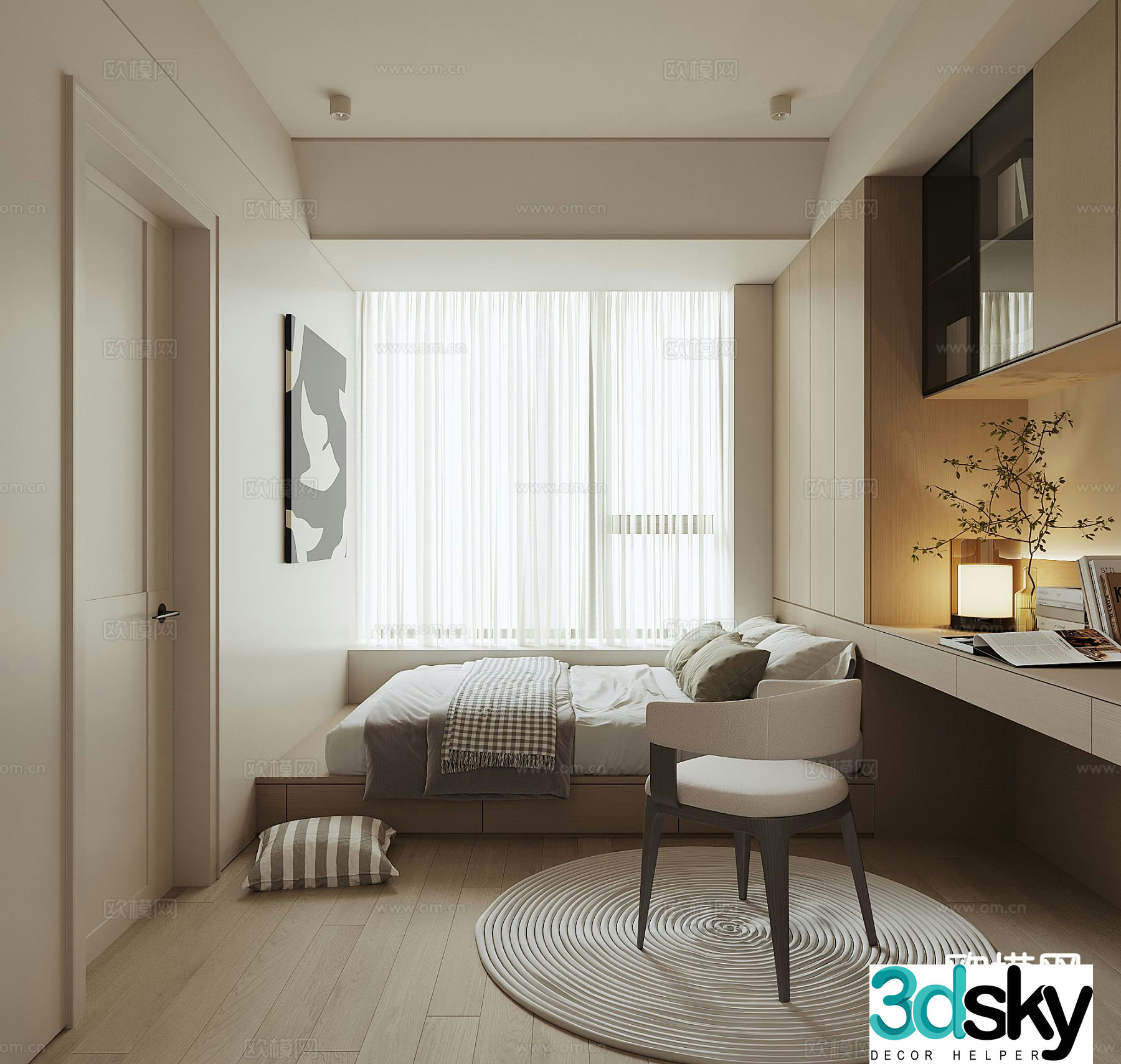 Modern tatami bedroom 3d model