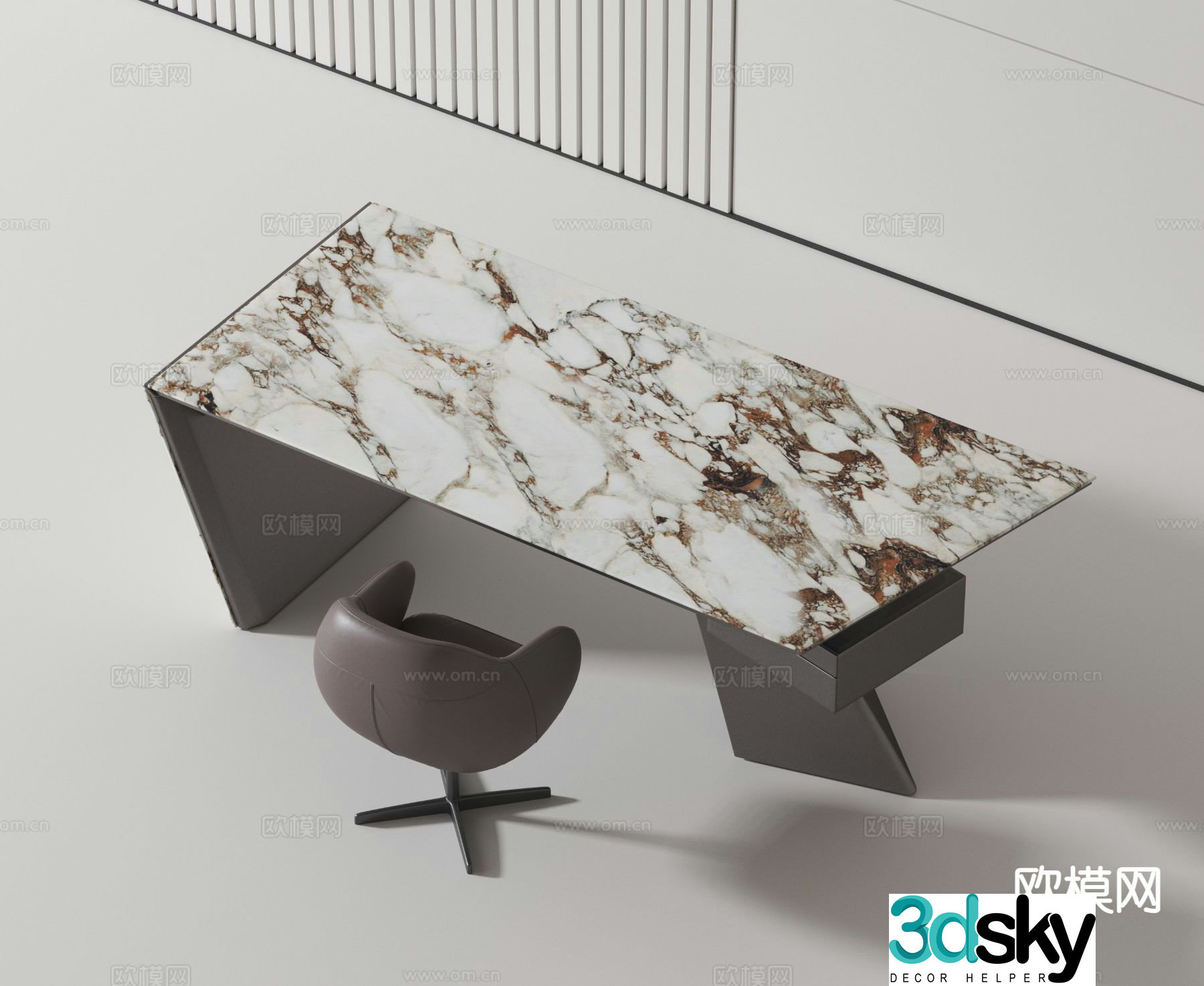 Italian desk and chair 3d model