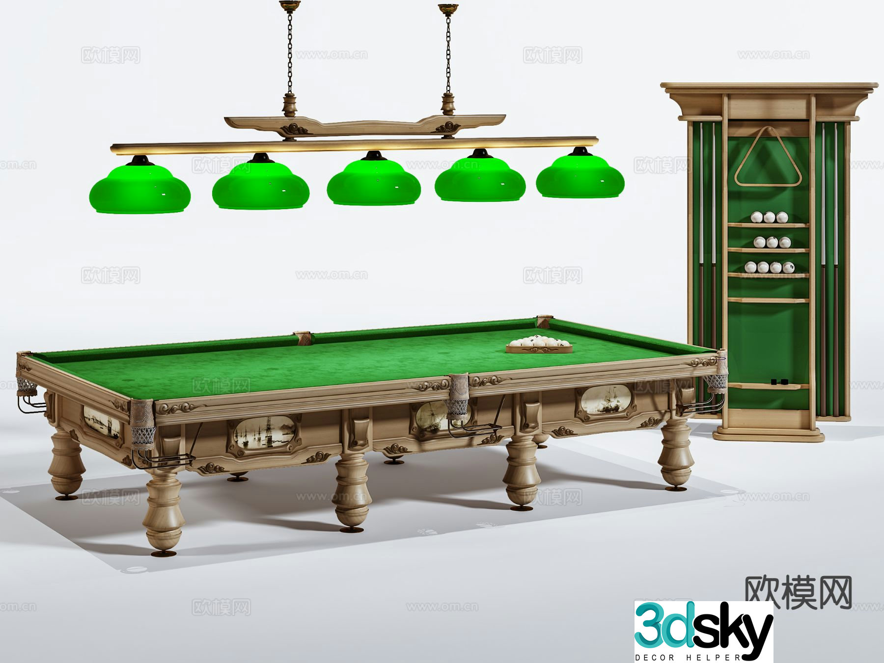 American pool table billiards 3d model