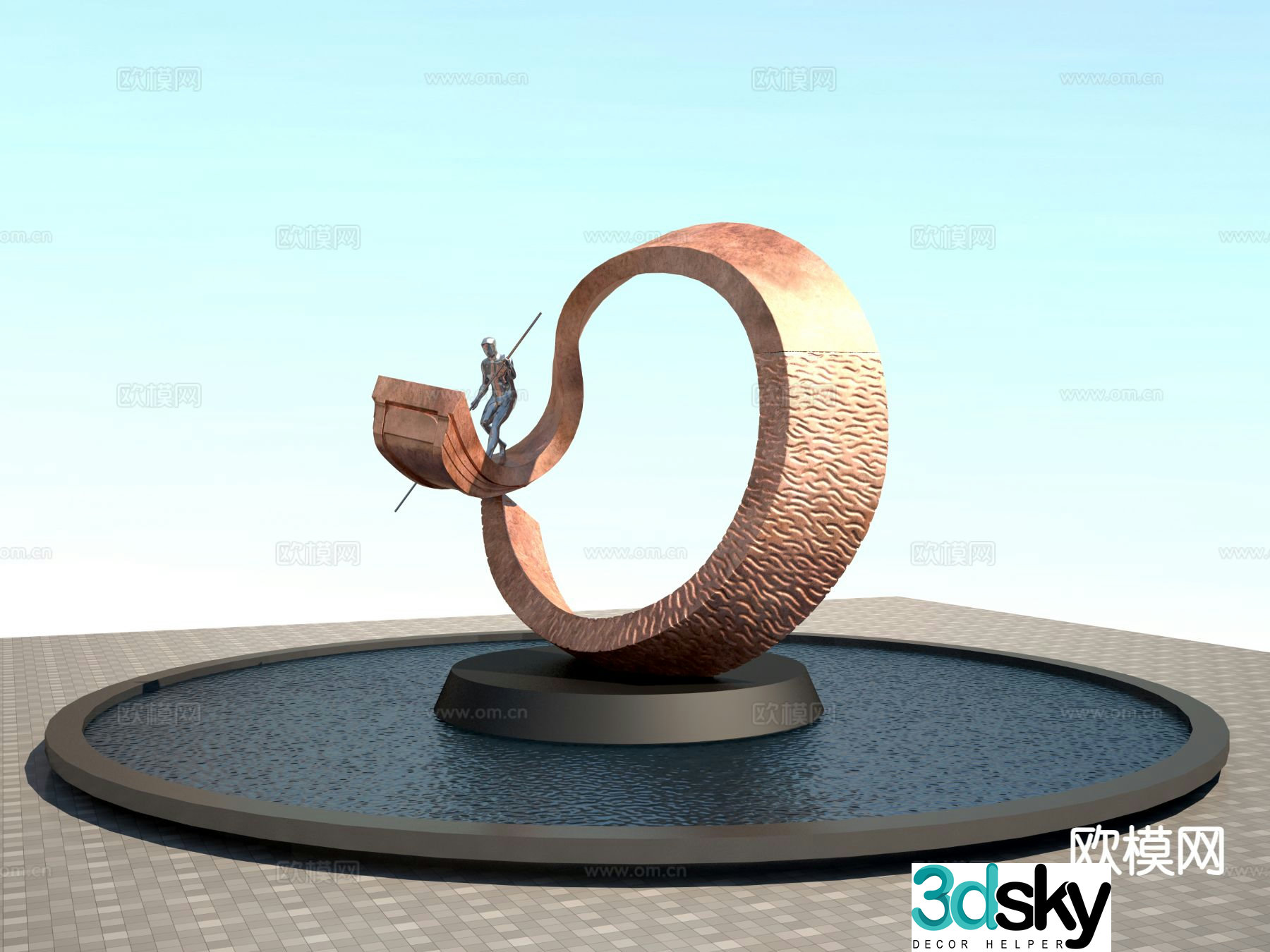 Fisherman sculpture 3d model