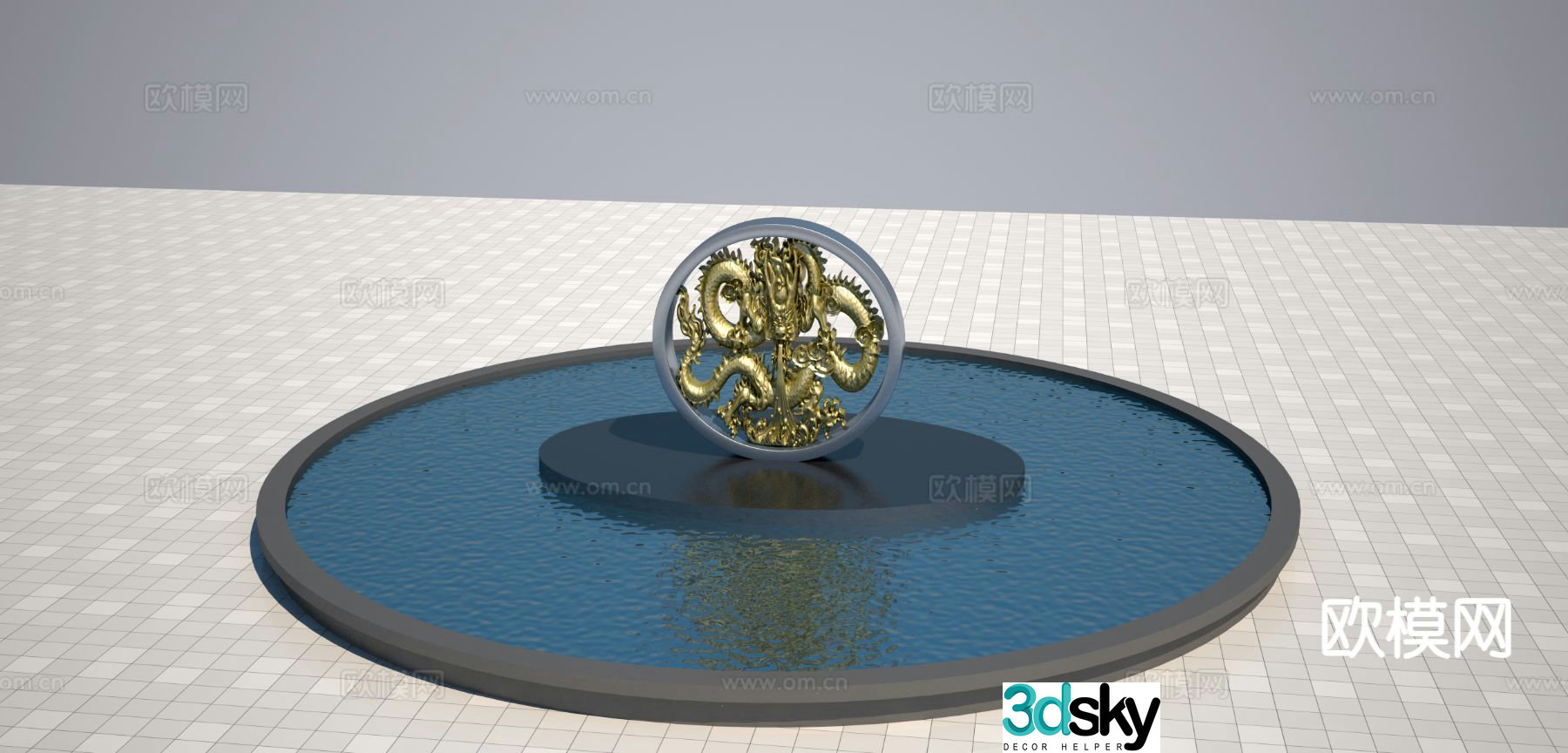 New Chinese style coiled dragon sculpture 3D model