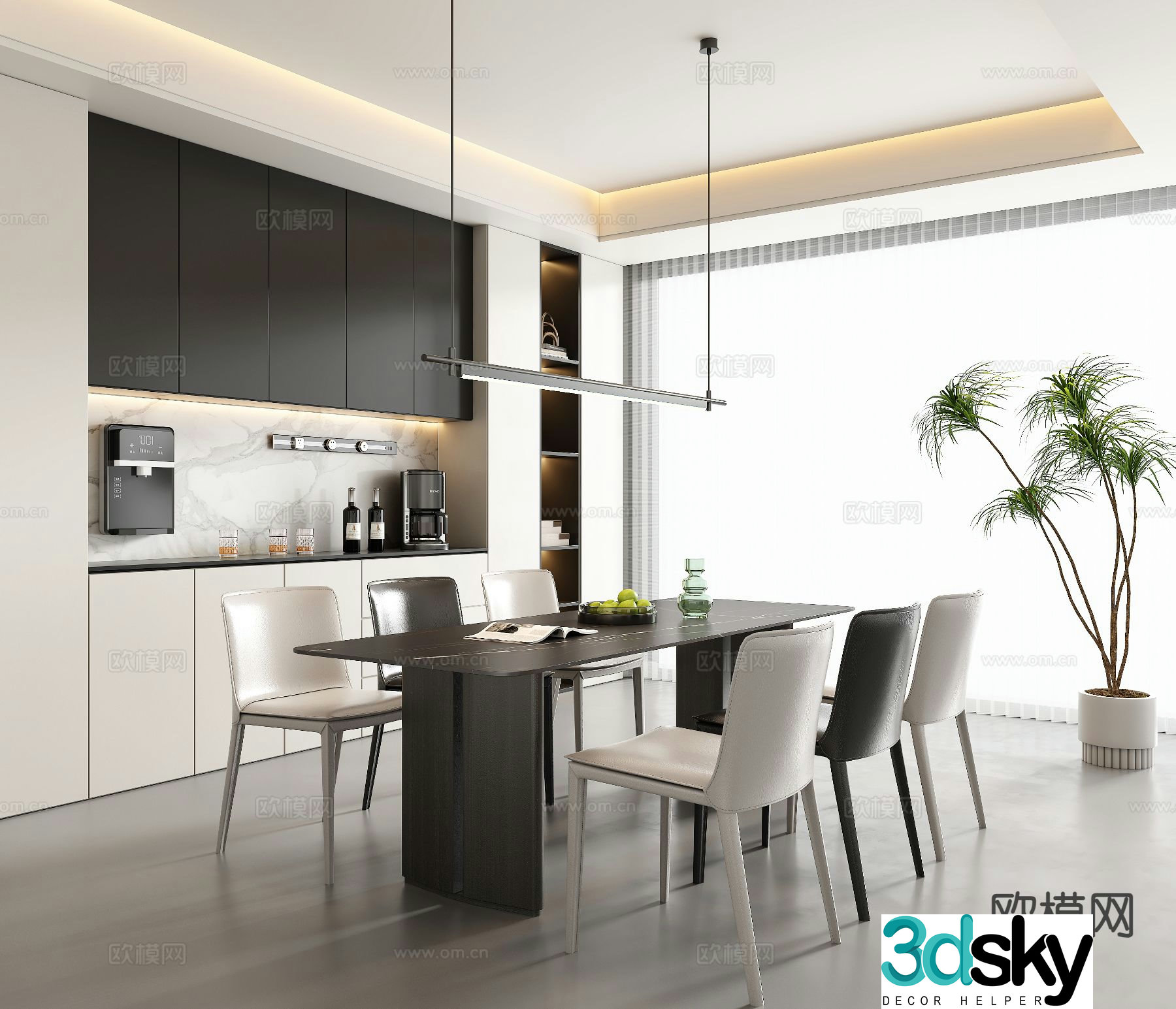 Modern minimalist restaurant 3d model