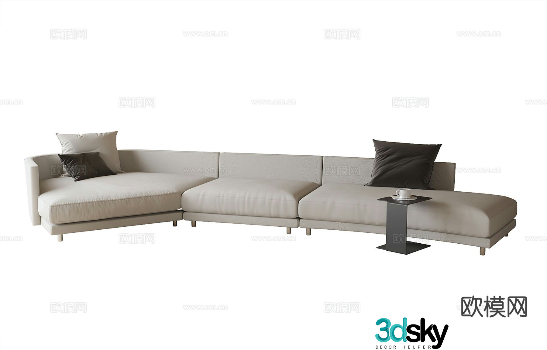 Modern curved sofa multi-person sofa 3d model