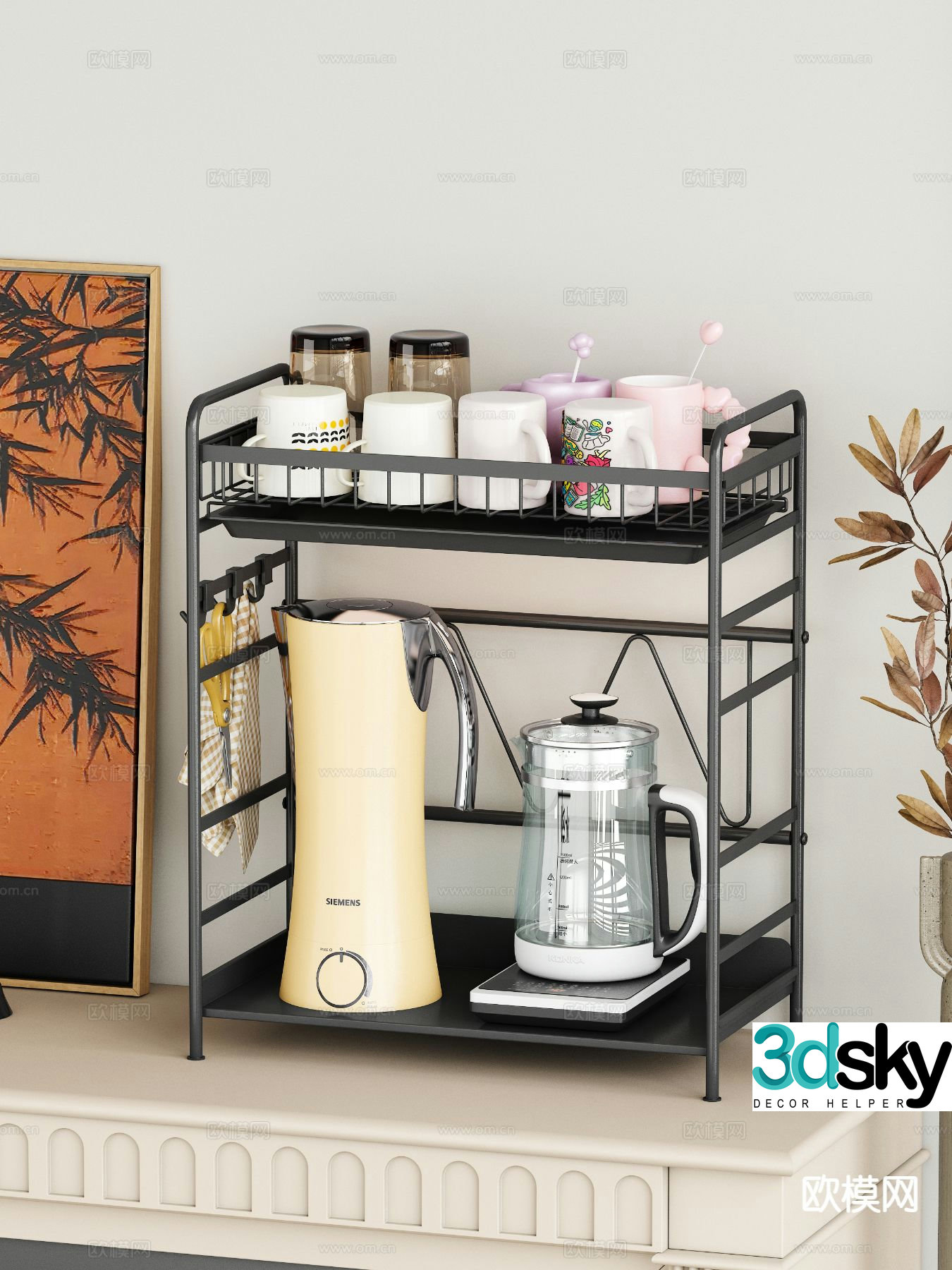 Water cup kettle shelf 3d model