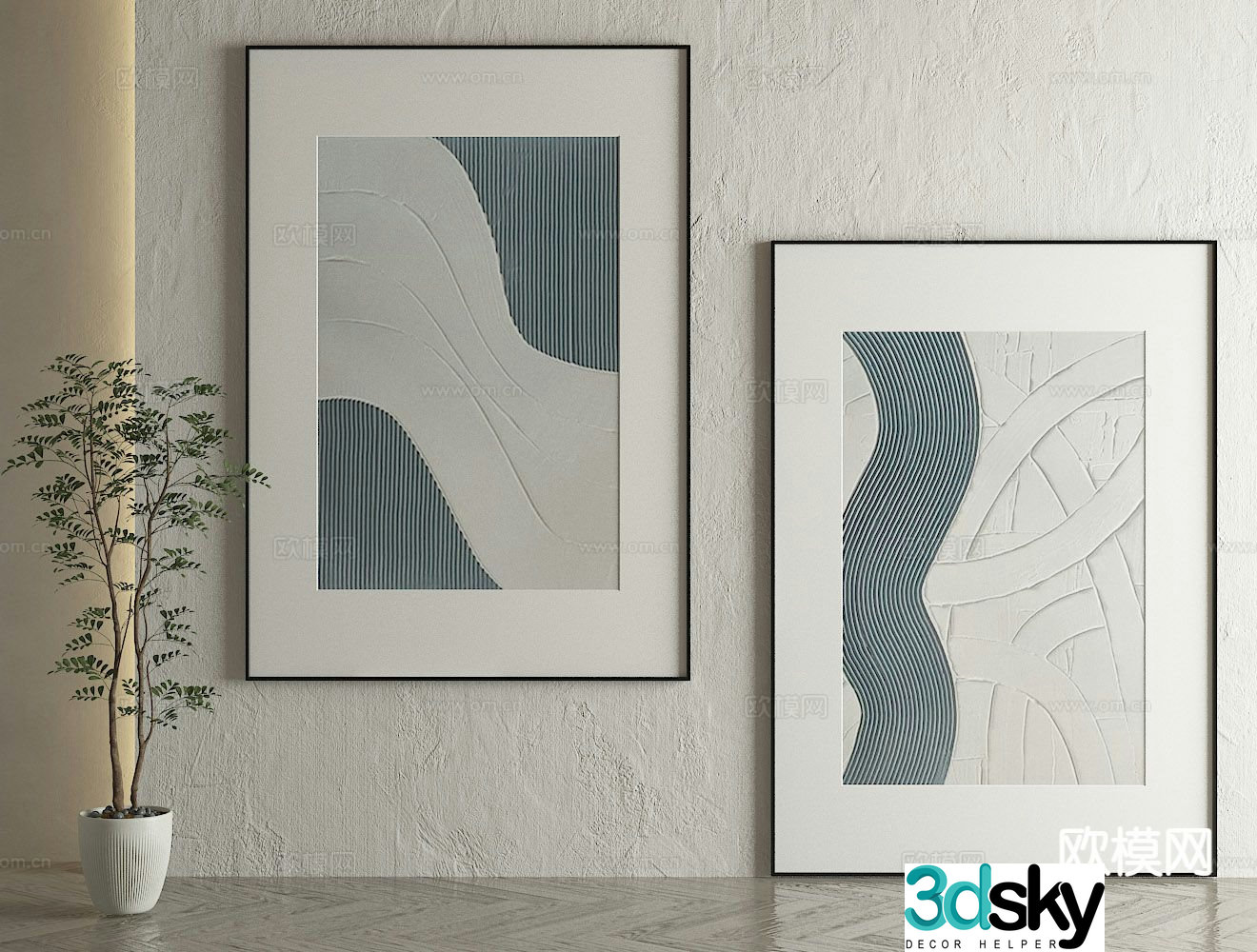 Nordic decorative painting geometric hanging painting 3D model