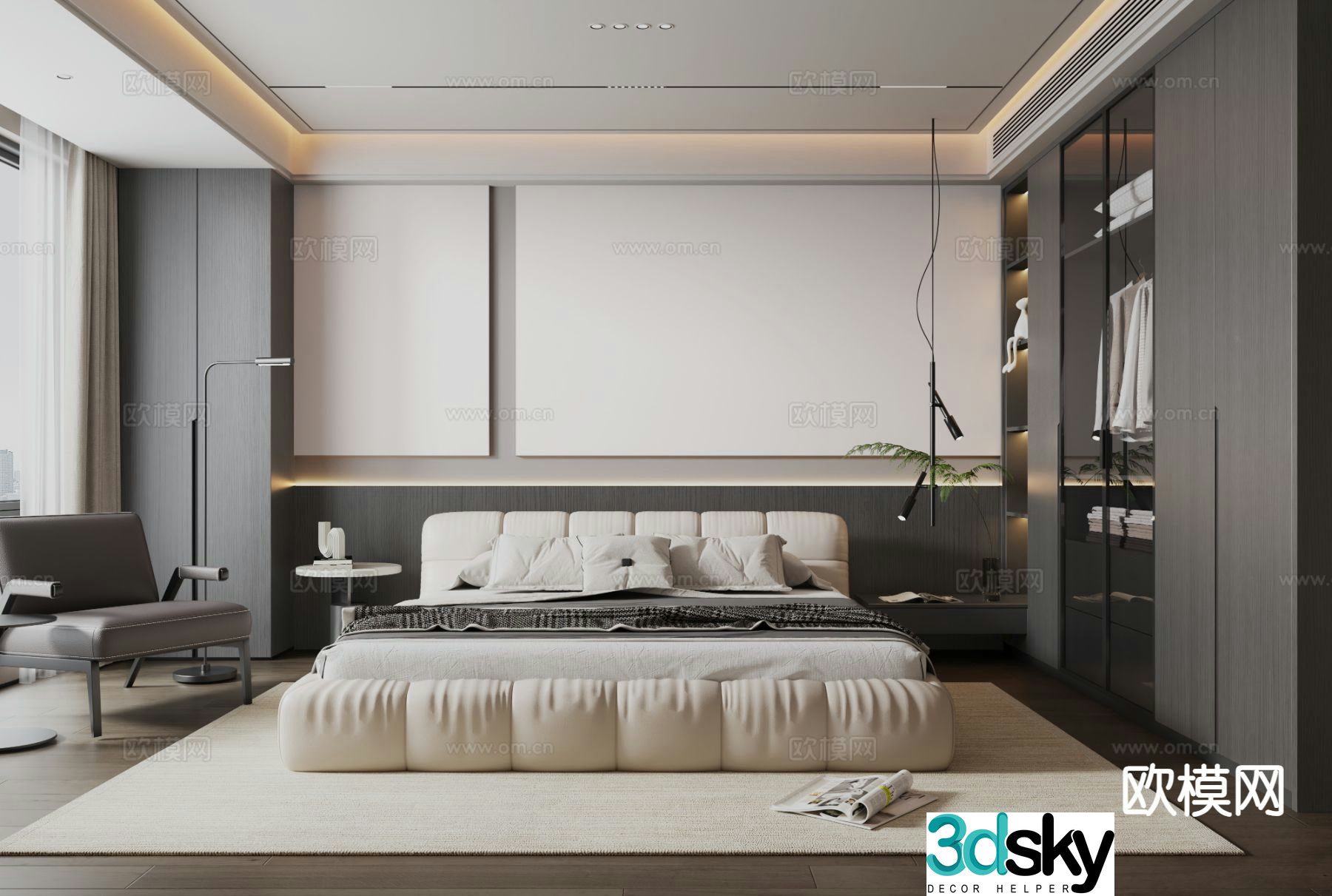 Italian master bedroom bedroom 3d model