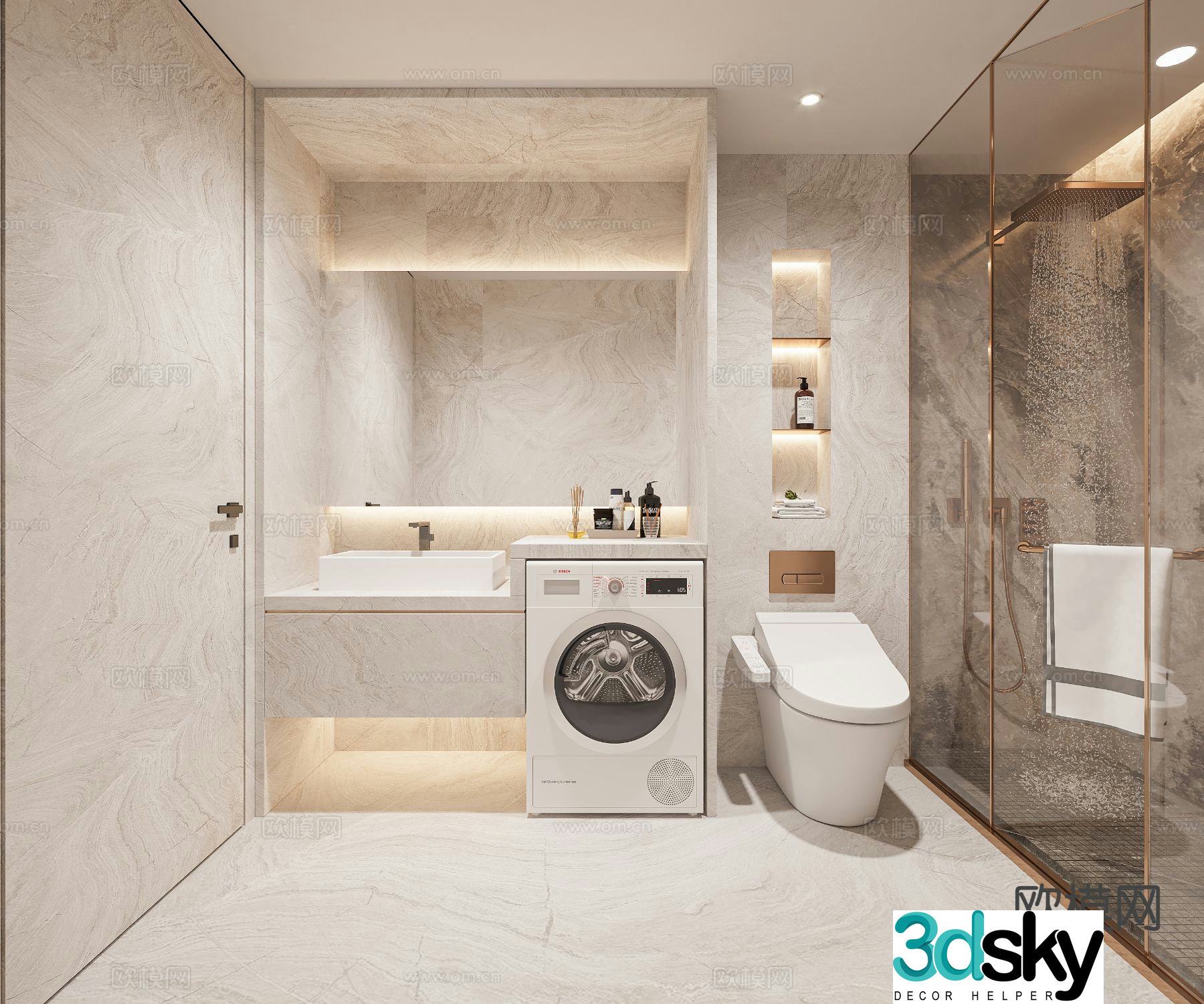 Modern bathroom bathroom toilet 3d model