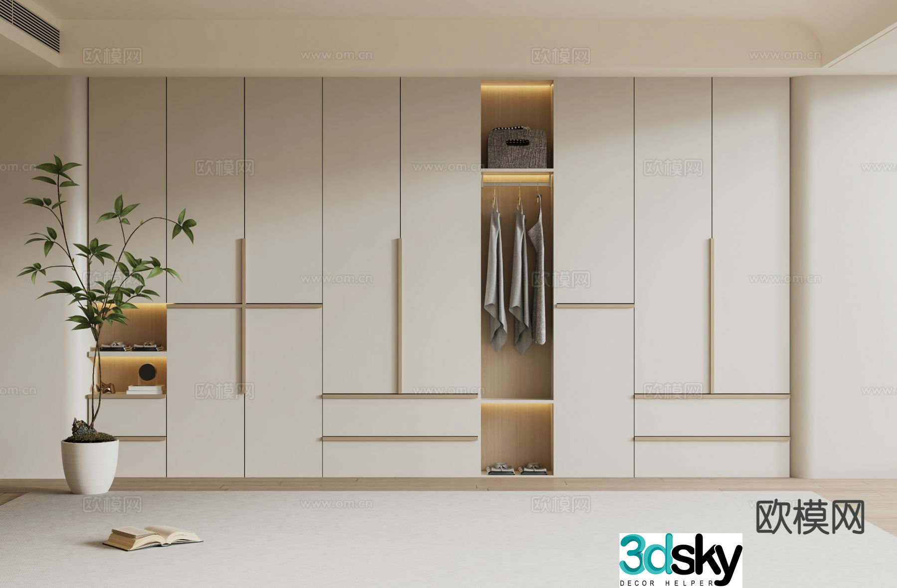 Cream style wardrobe 3d model