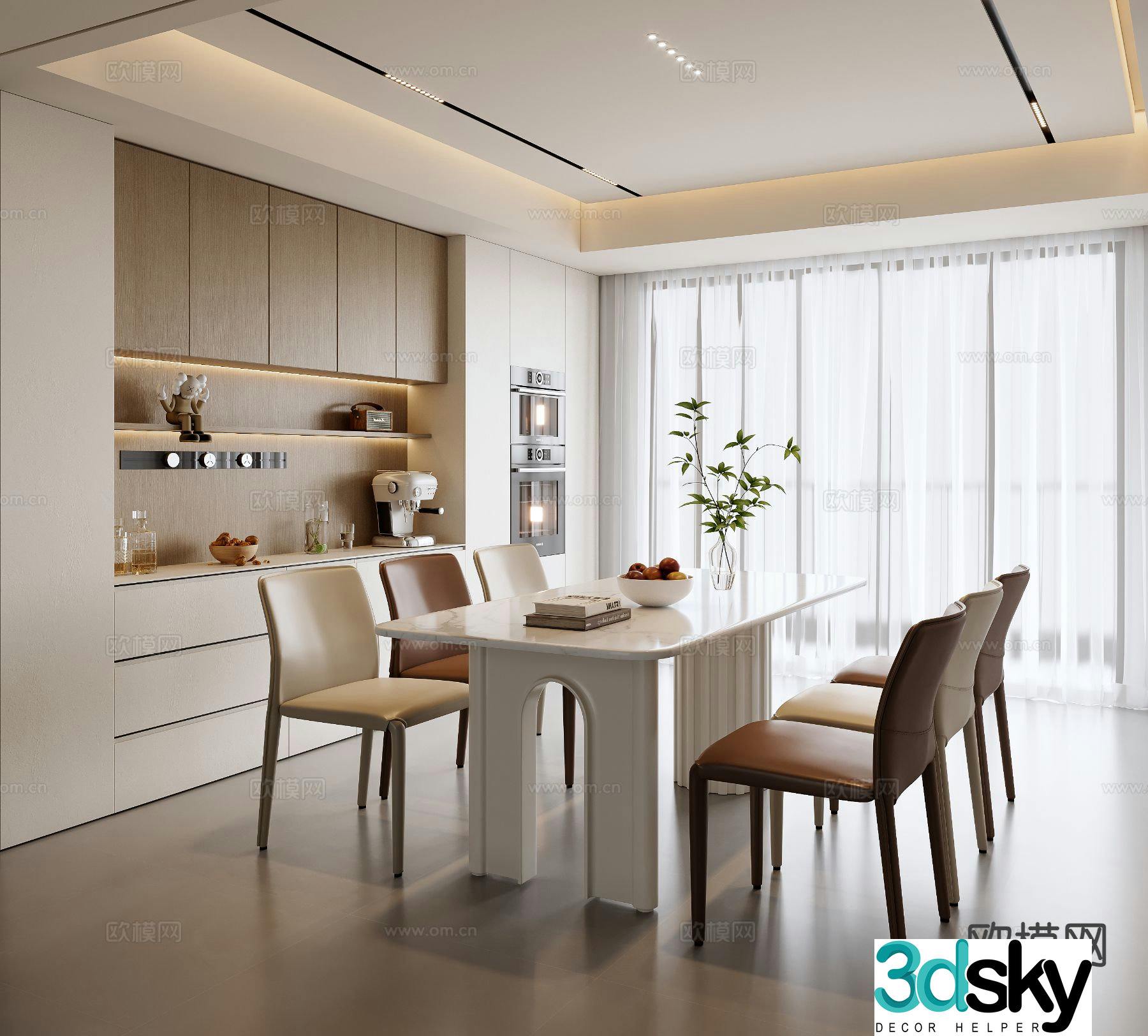 Cream style restaurant 3d model