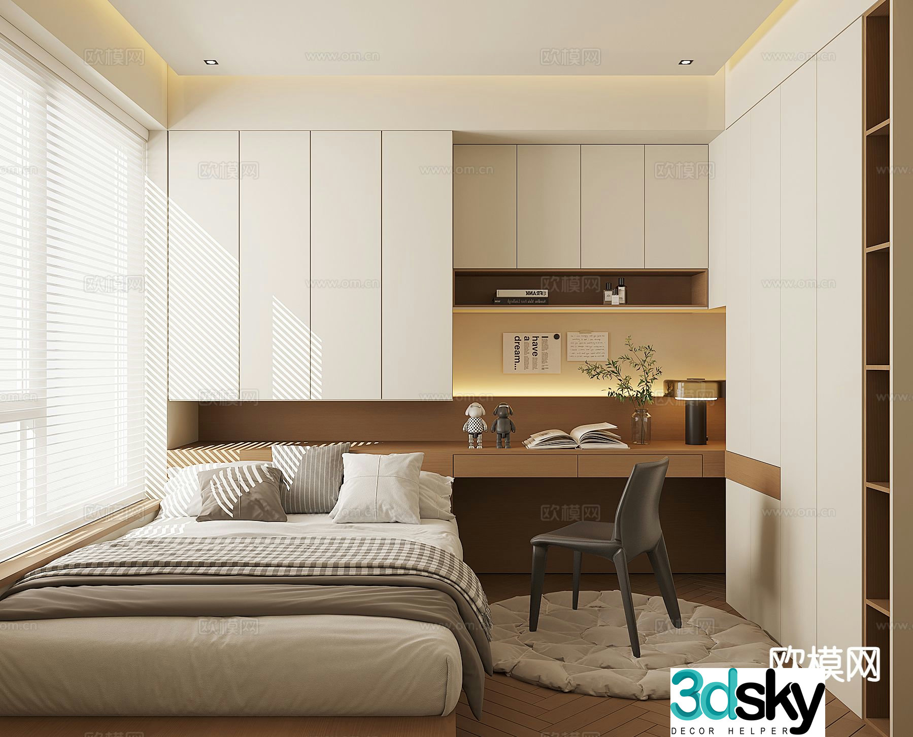 Modern tatami bedroom 3d model