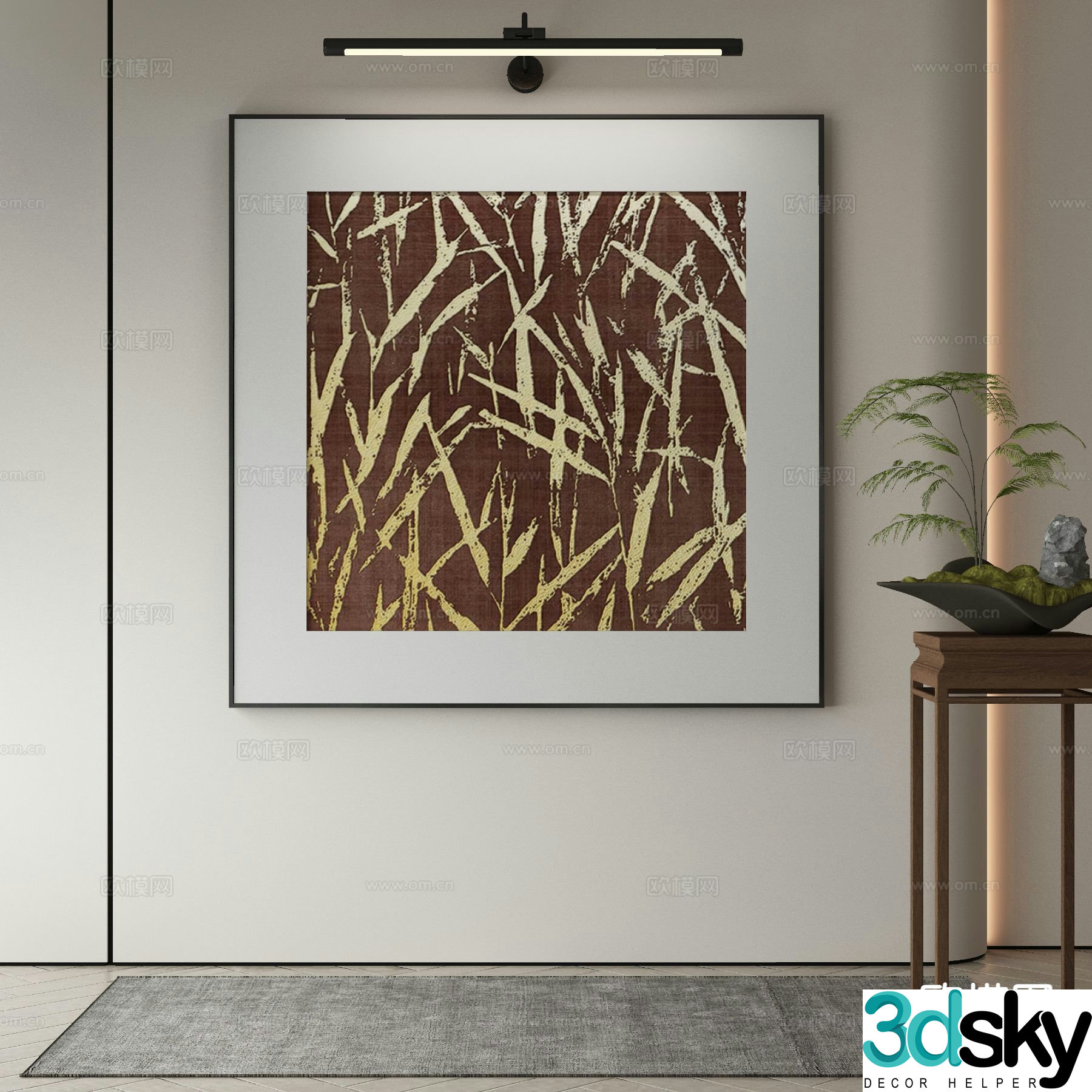 Modern mirror headlight decorative painting 3d model