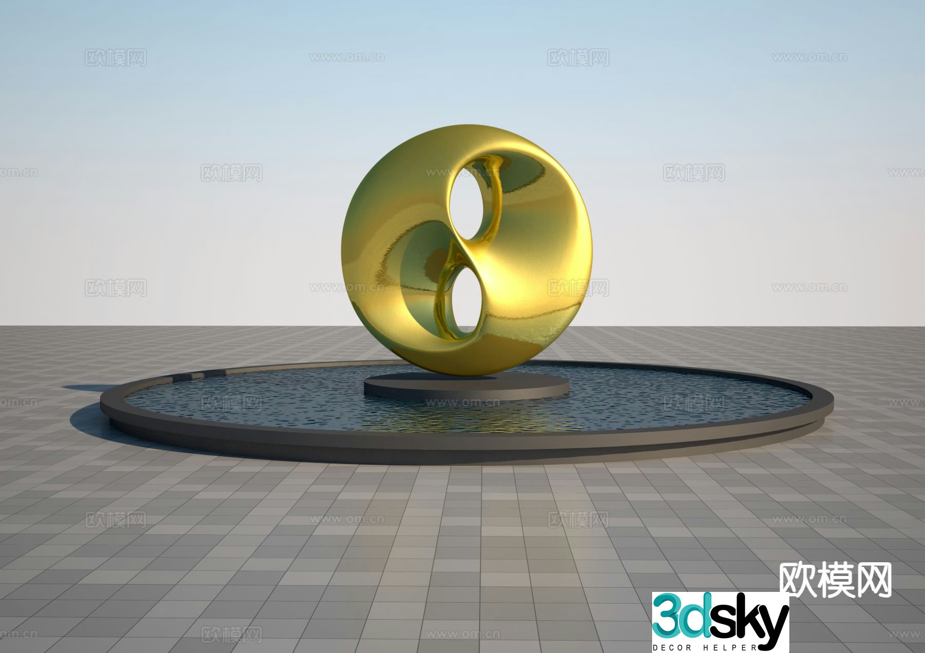 Abstract tai chi sculpture 3d model