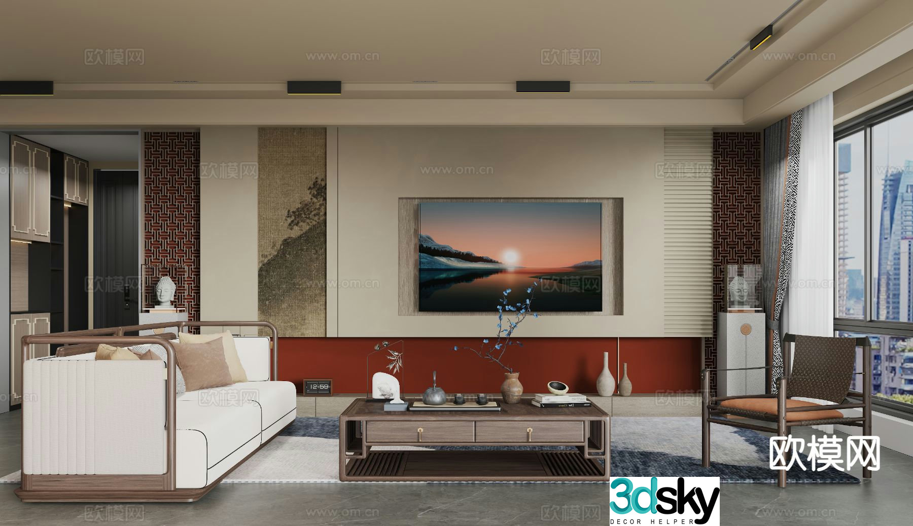 New Chinese style living room 3d model
