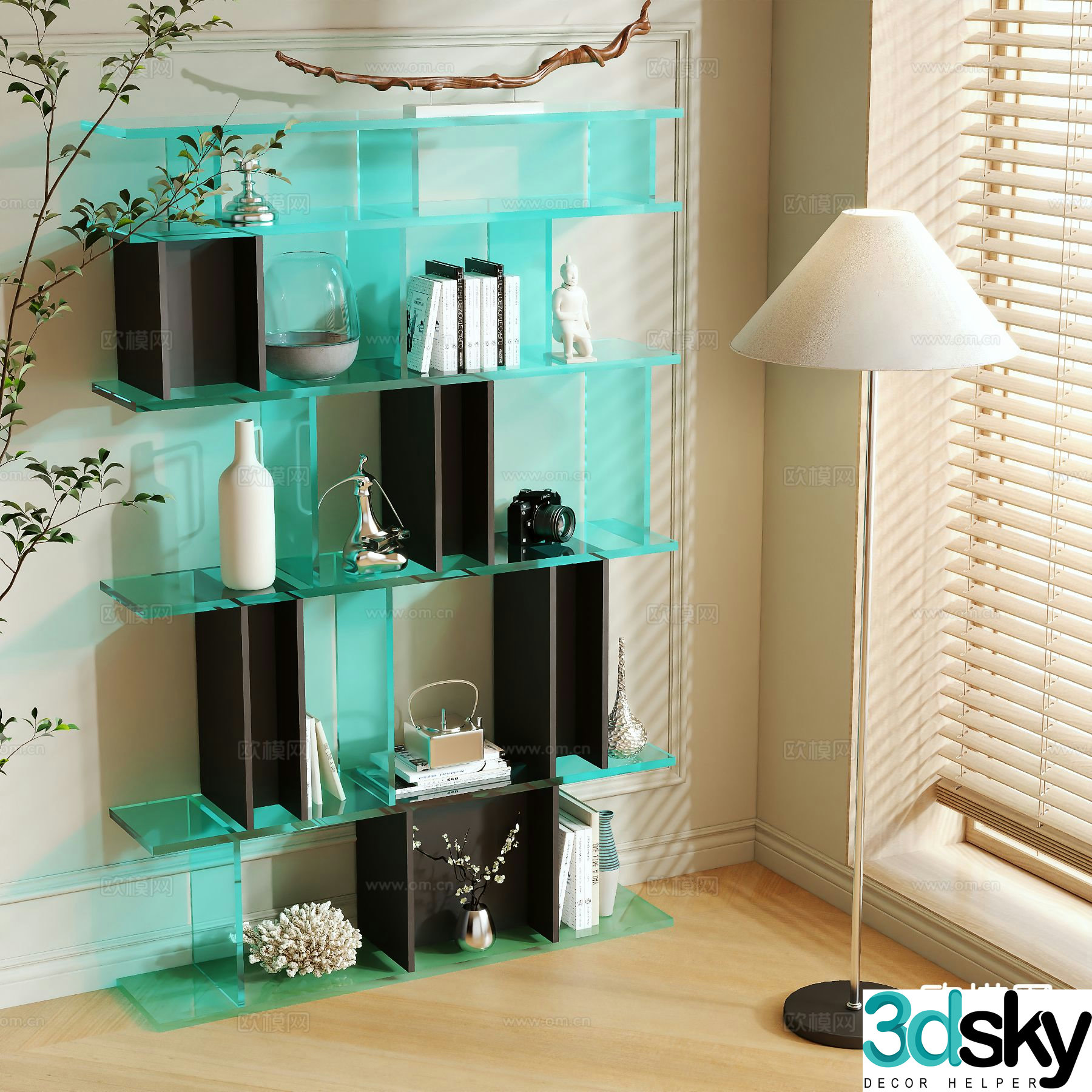 Acrylic bookshelf storage rack 3d model