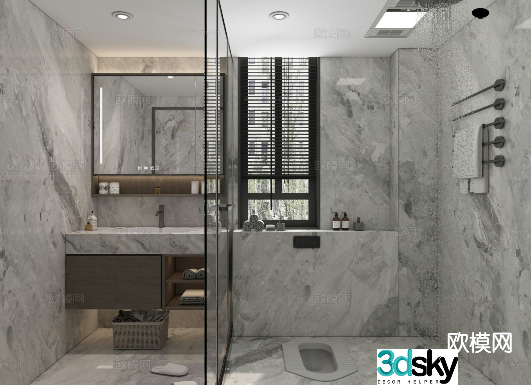 New Chinese style bathroom 3d model