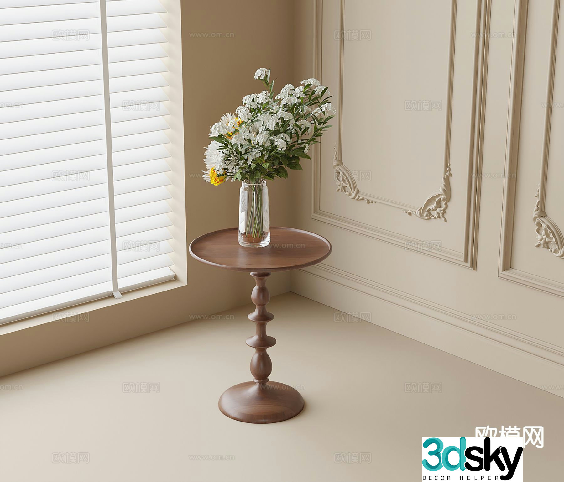 Medieval style round table side table corner table table table 3D model