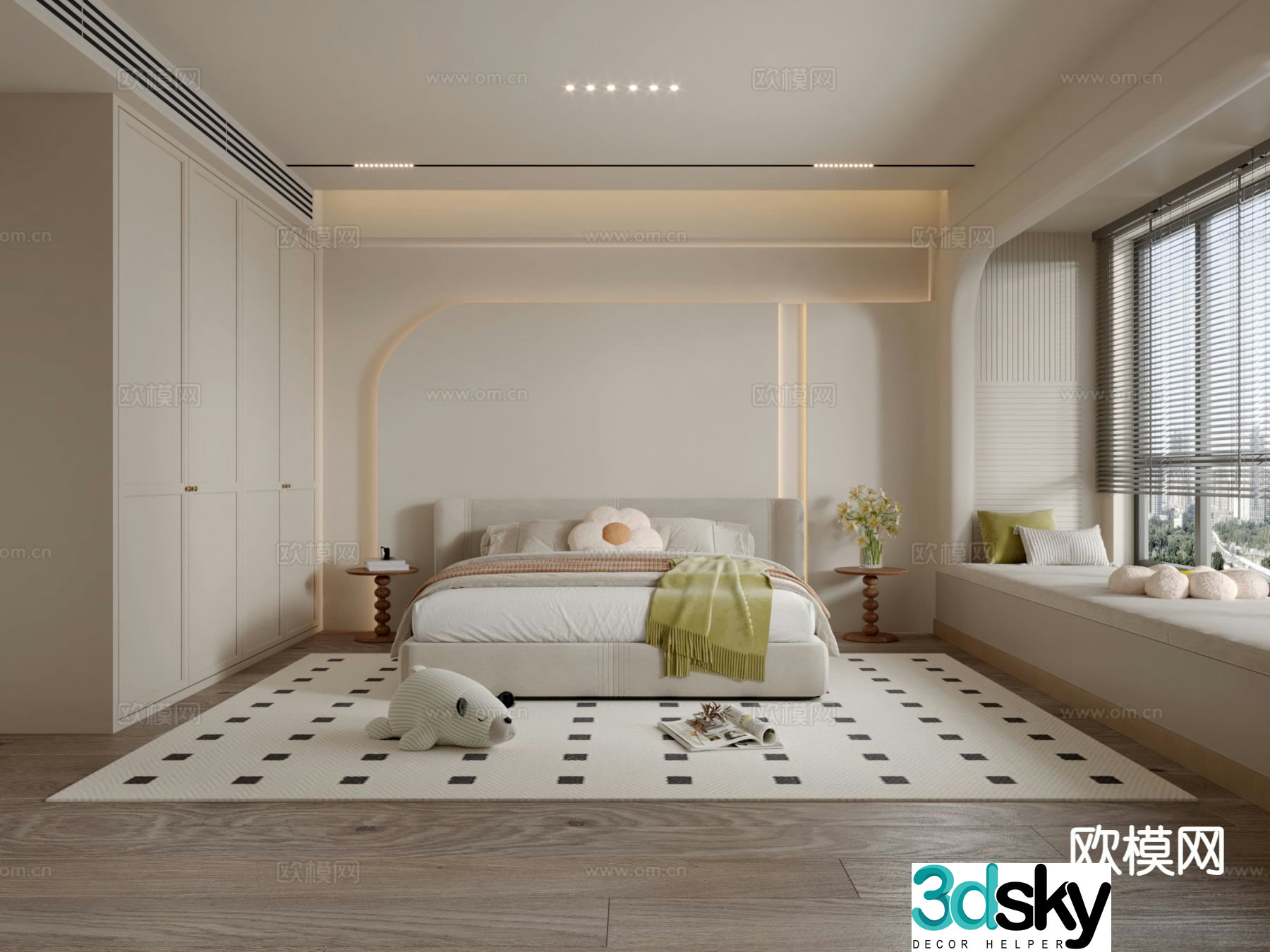 Cream style master bedroom bedroom 3d model