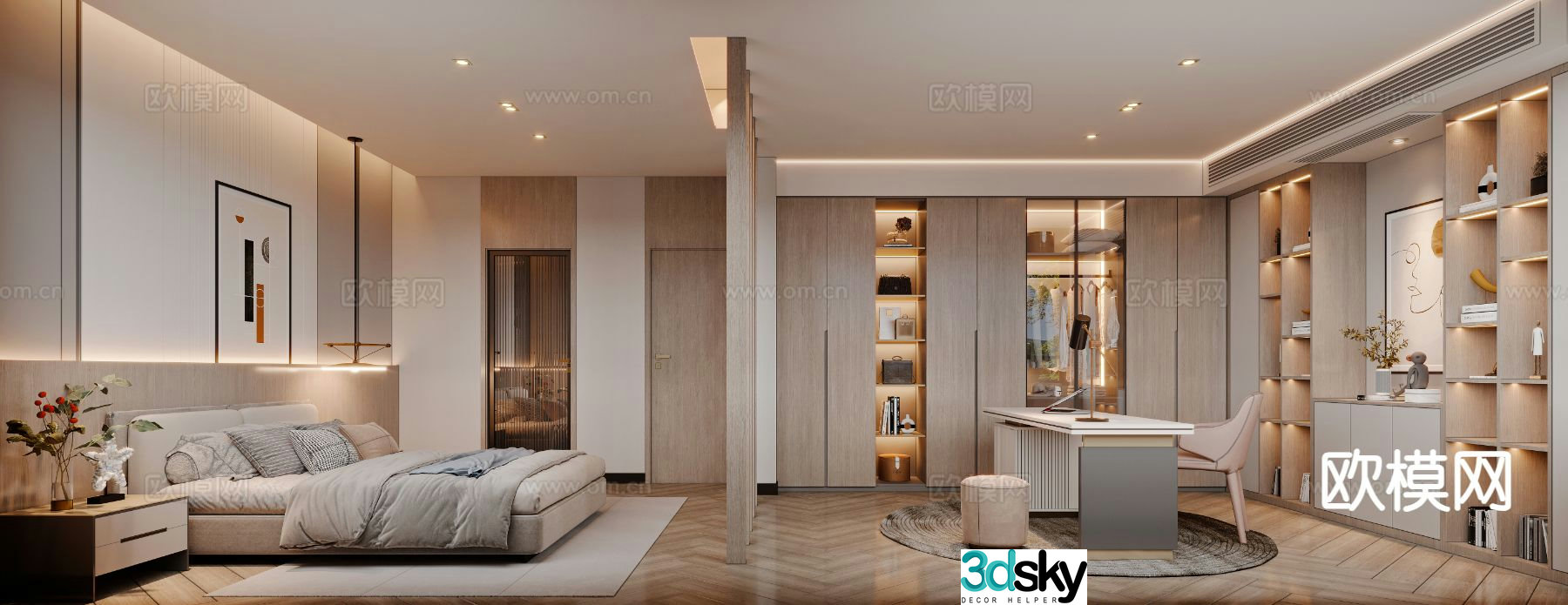 Cream style bedroom master bedroom 3d model