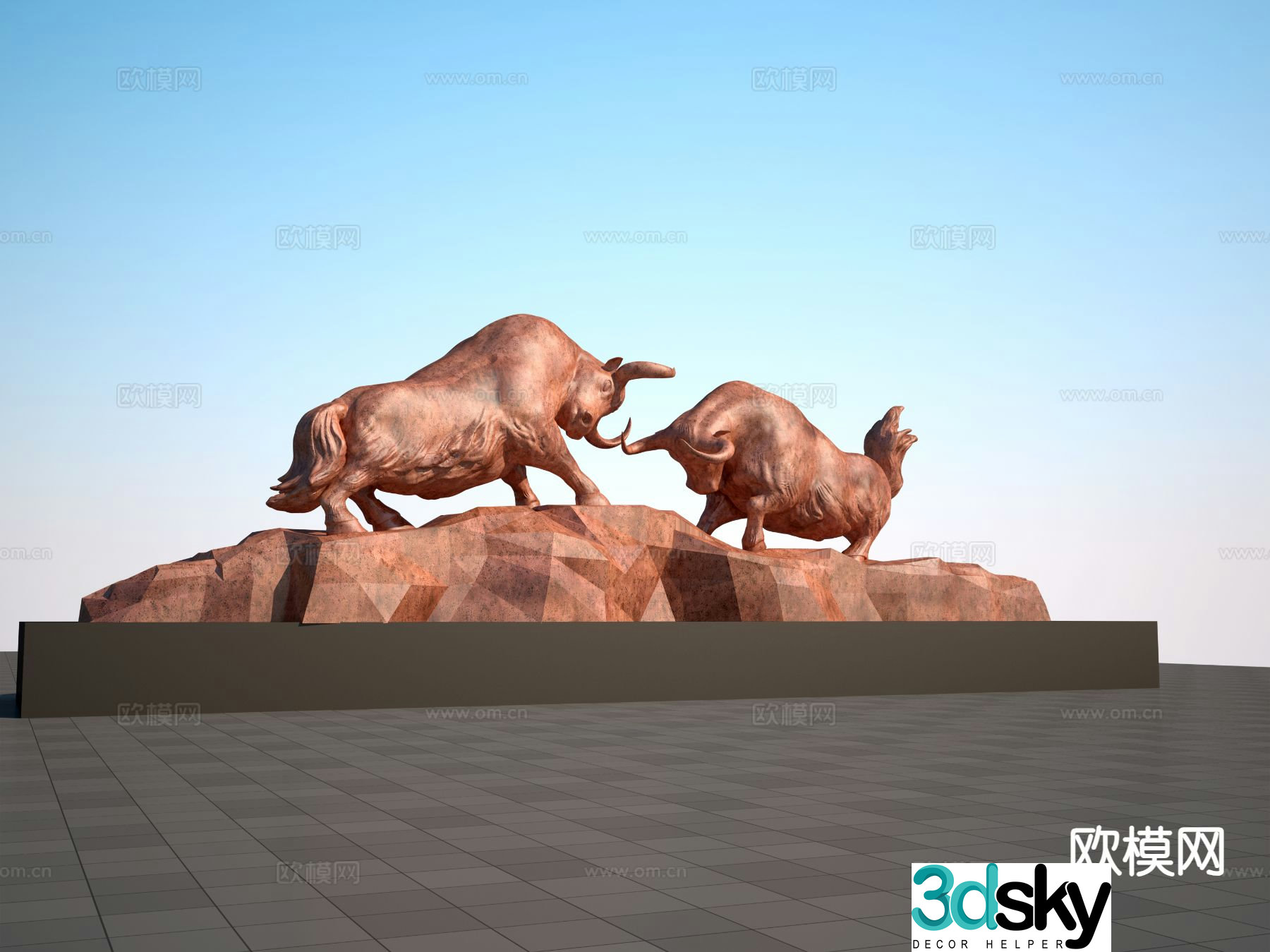 Yak sculpture square sculpture 3d model
