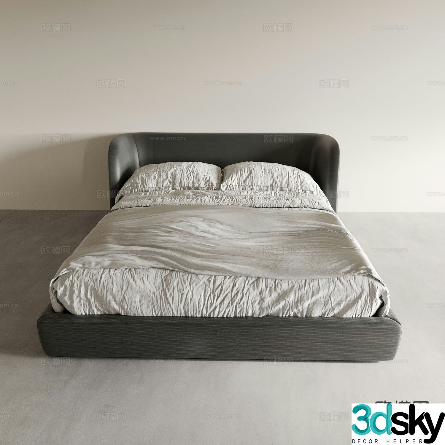 Italian double bed fabric bed 3d model