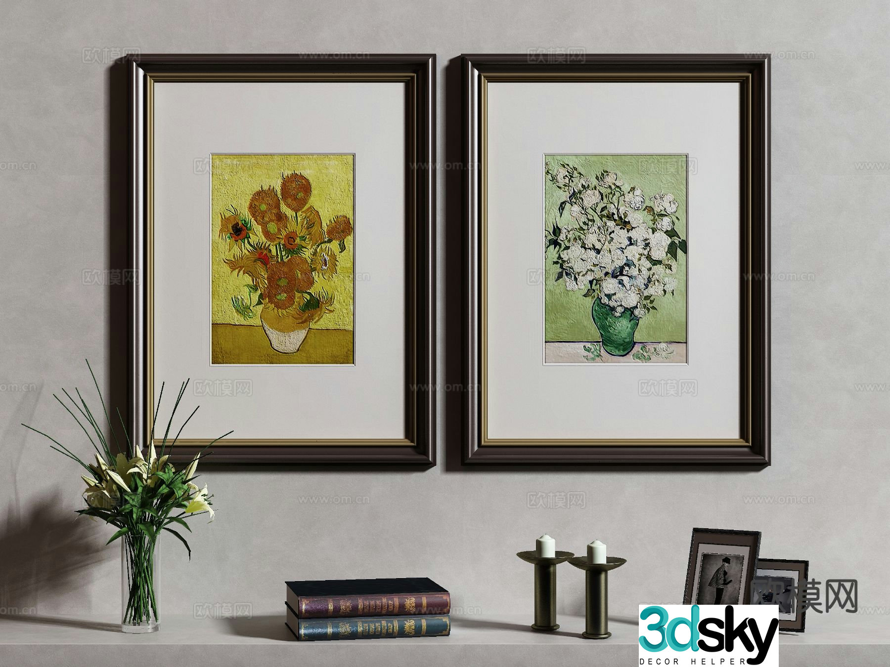 American decorative painting oil painting sunflower hanging painting 3D model