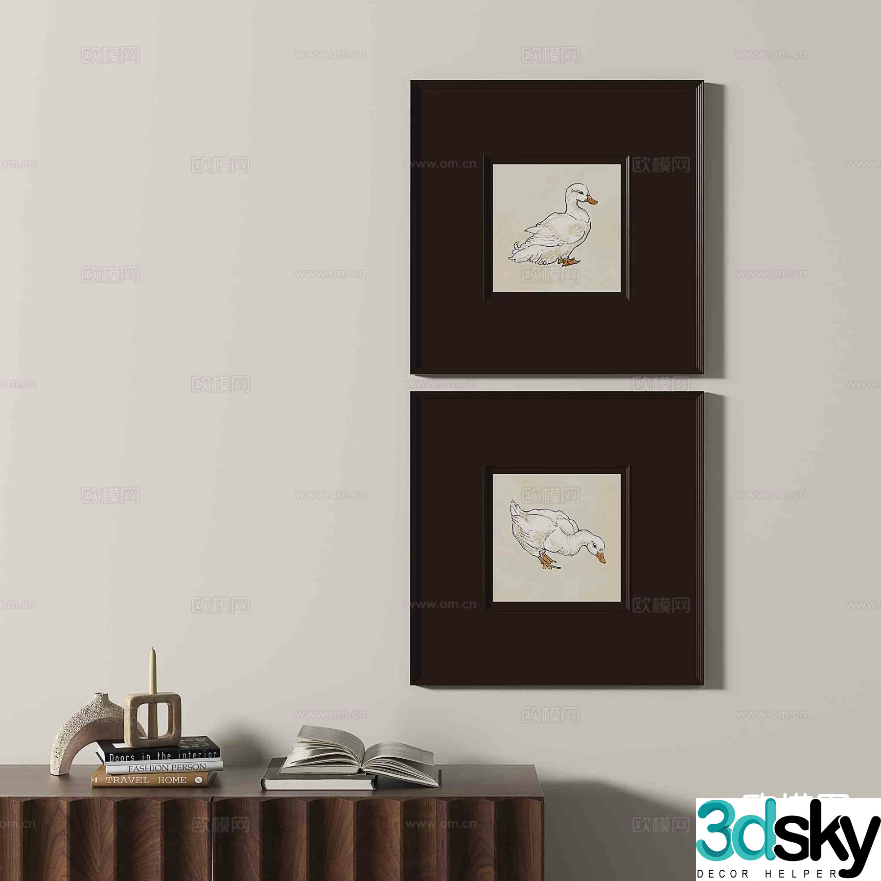 Wabi-sabi retro hanging painting art painting decorative painting 3D model