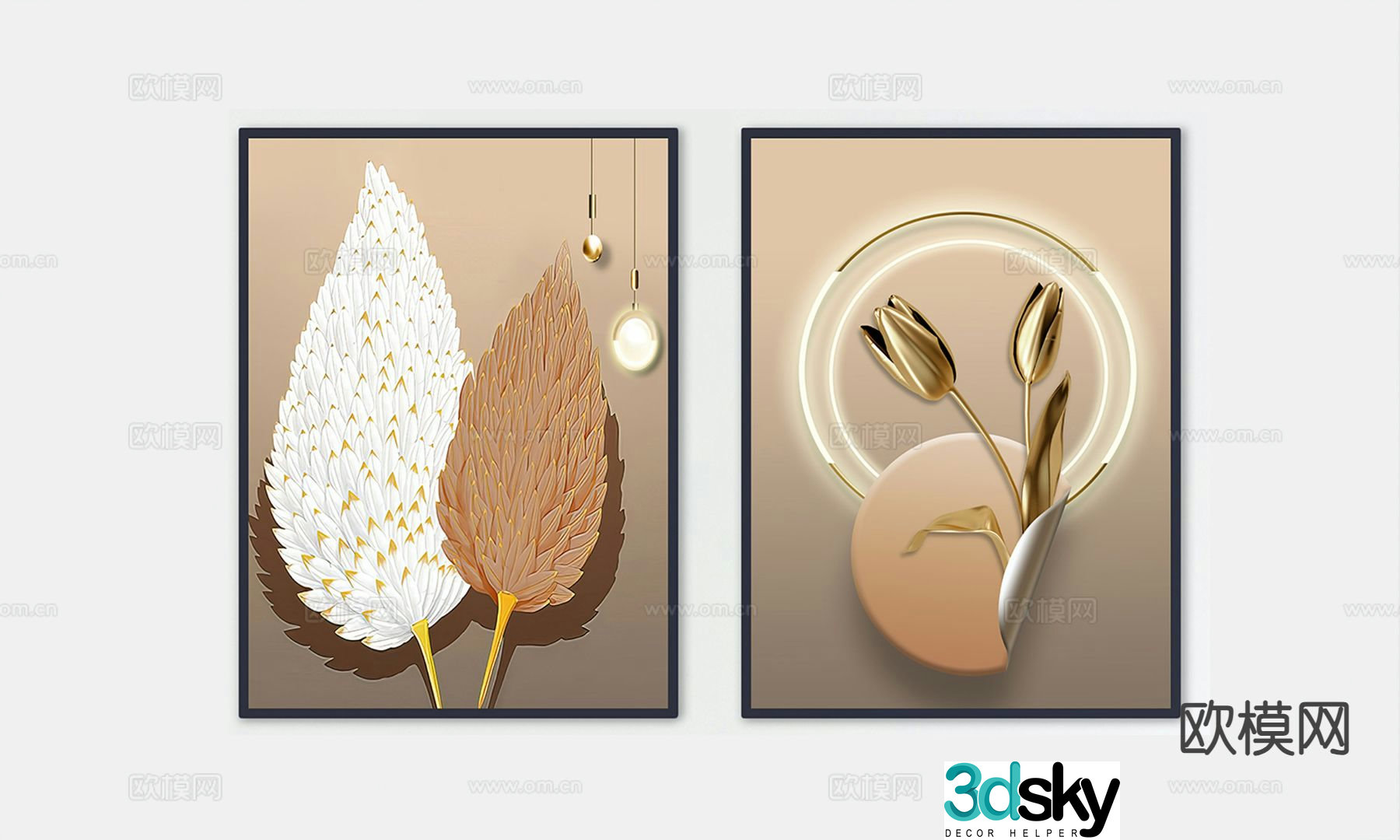 Modern decorative painting hanging painting 3d model