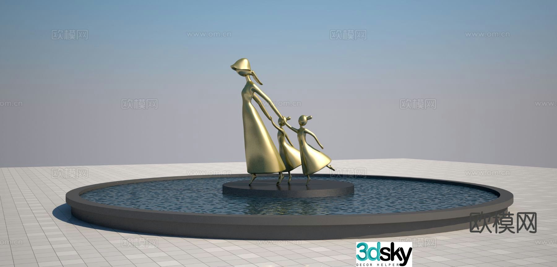 Mother and daughter sculpture urban sculpture 3d model