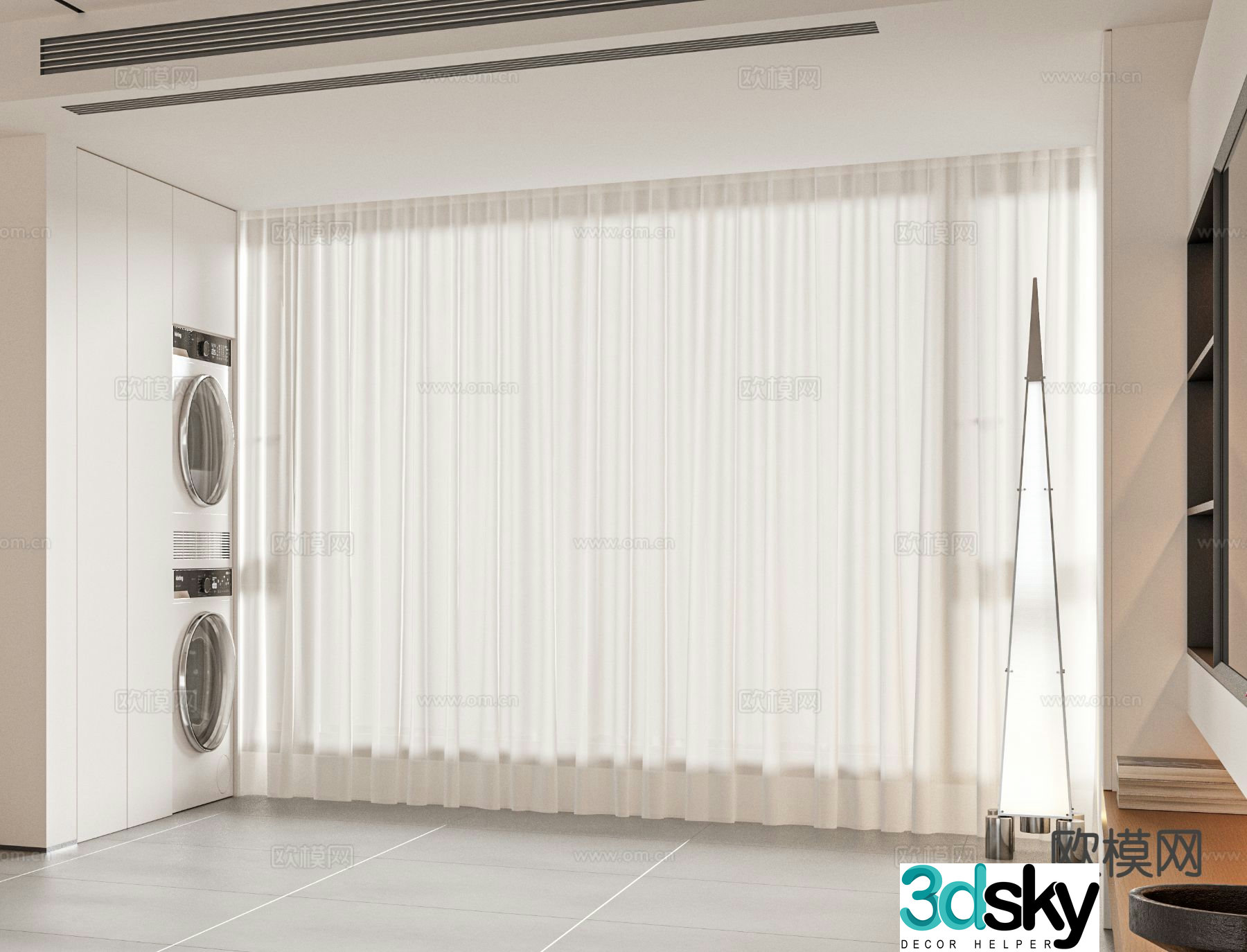 Sheer curtain universal curtain 3d model