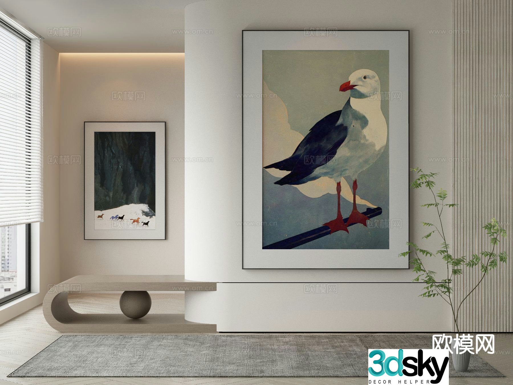 Modern decorative painting oil painting pigeon painting 3d model
