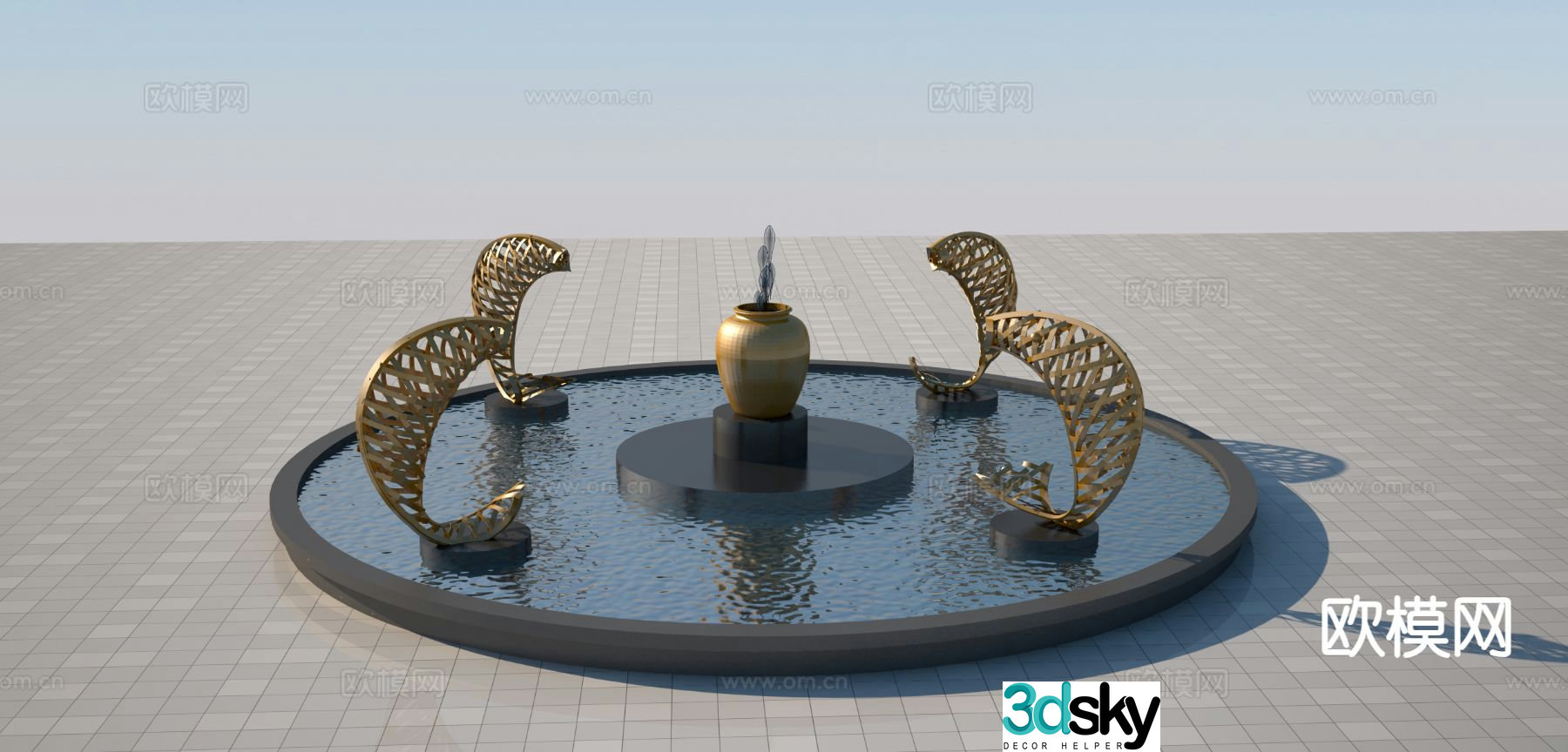 There are fish sculptures every year square sculpture 3D model