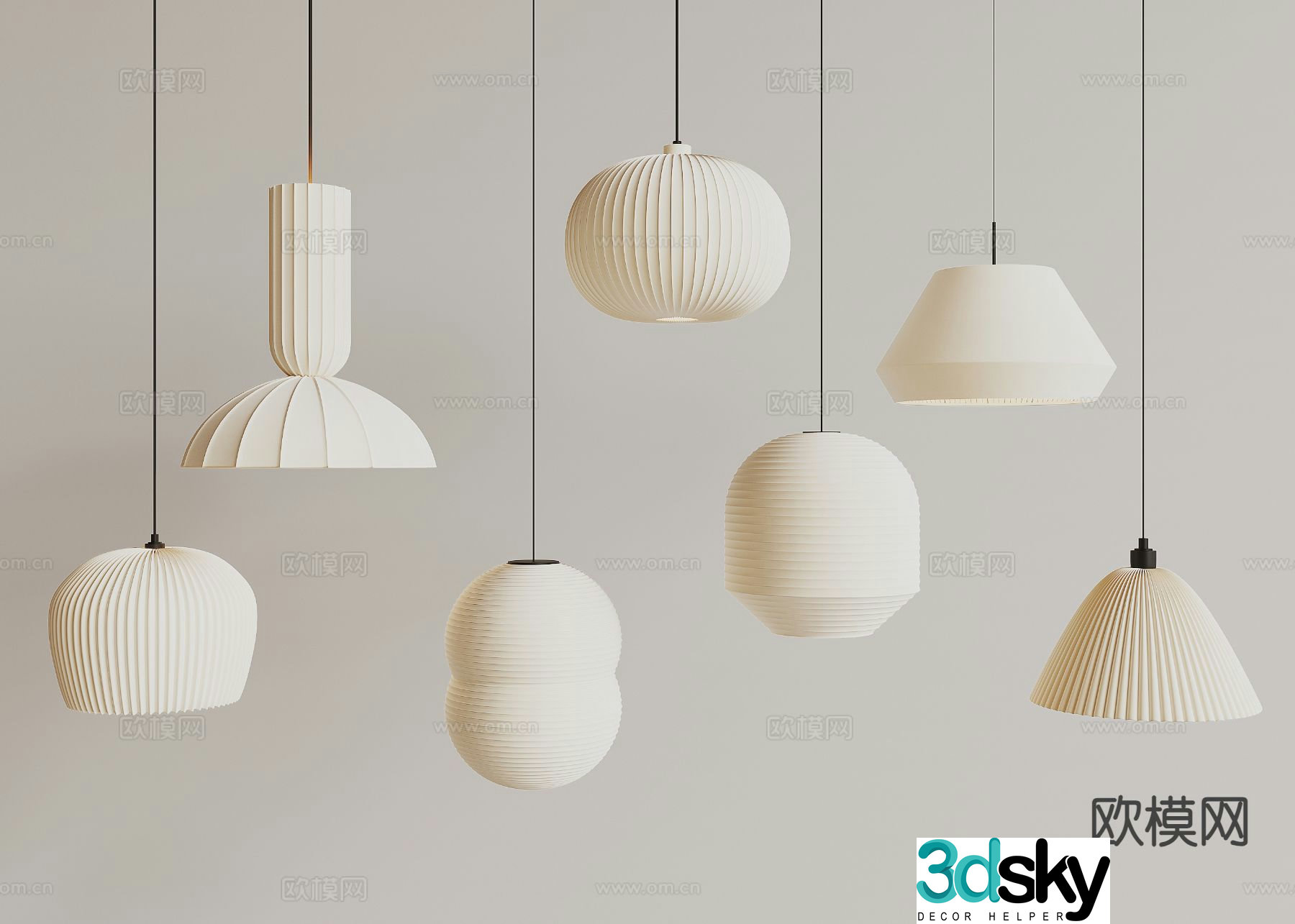 Wabi-sabi style chandelier 3d model