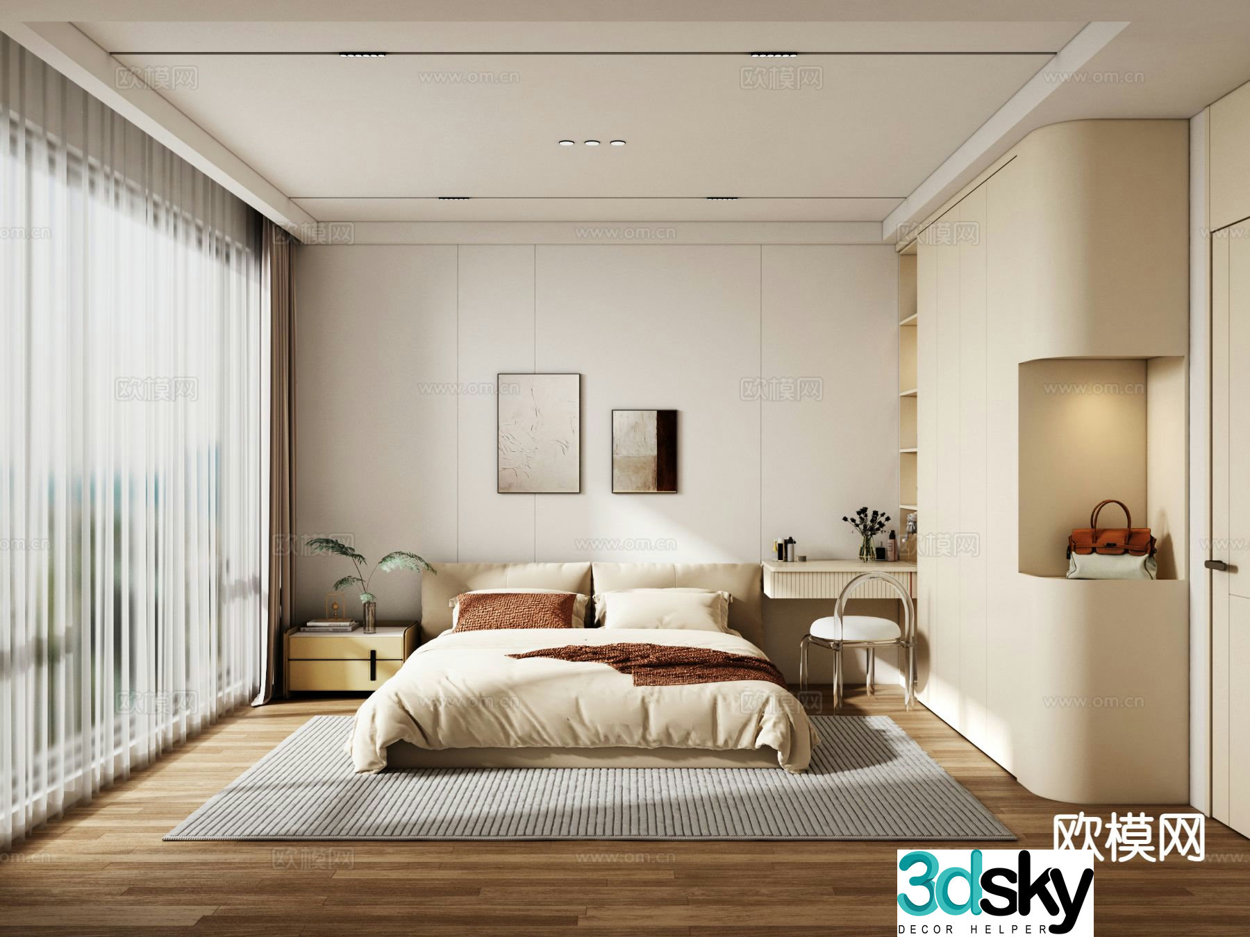 Cream style bedroom master bedroom 3d model