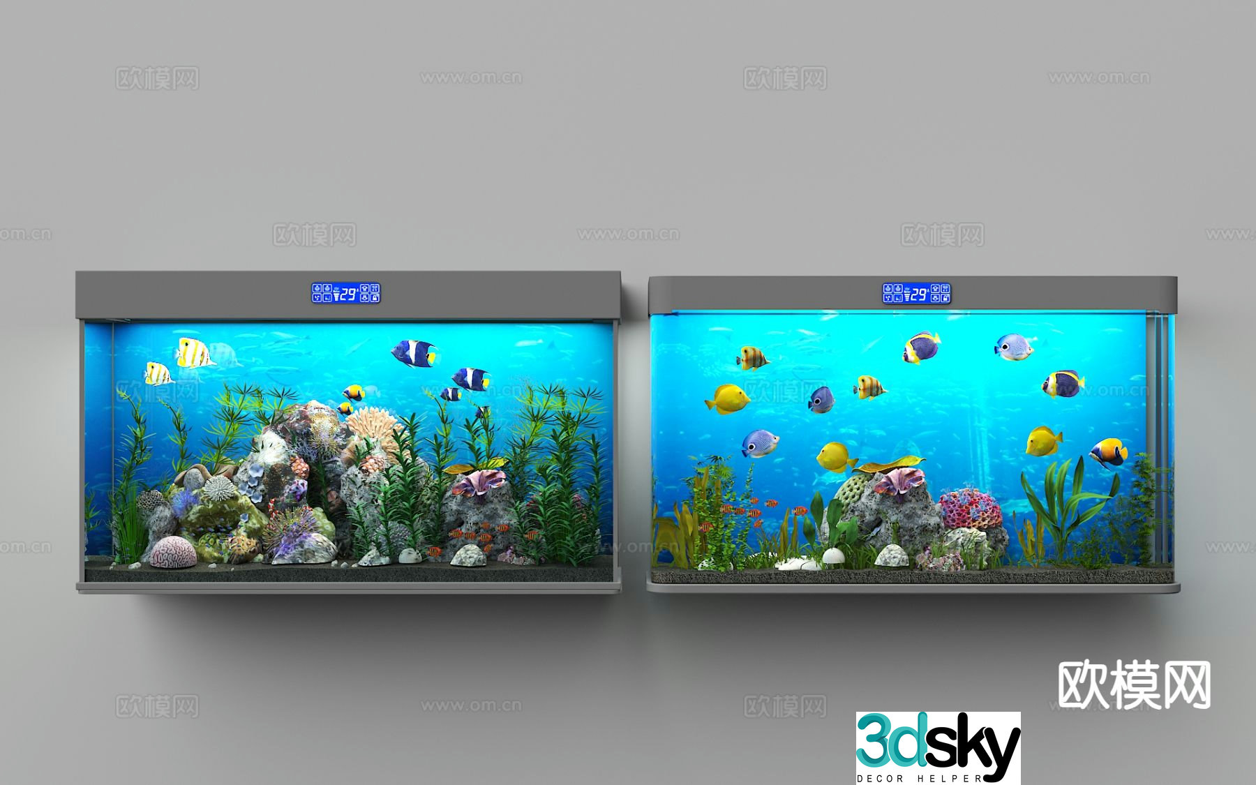 Modern fish tank aquarium 3d model