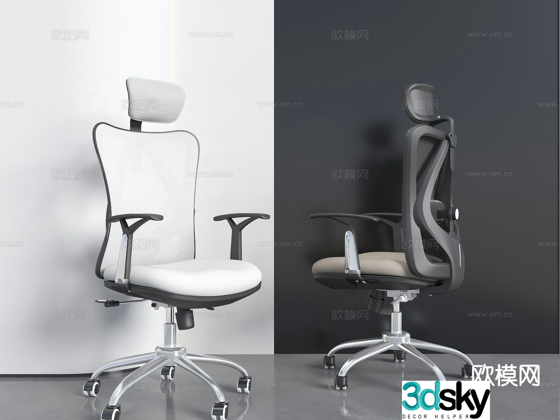 Modern office chair I-shaped chair mid-back chair conference chair staff chair 3D model