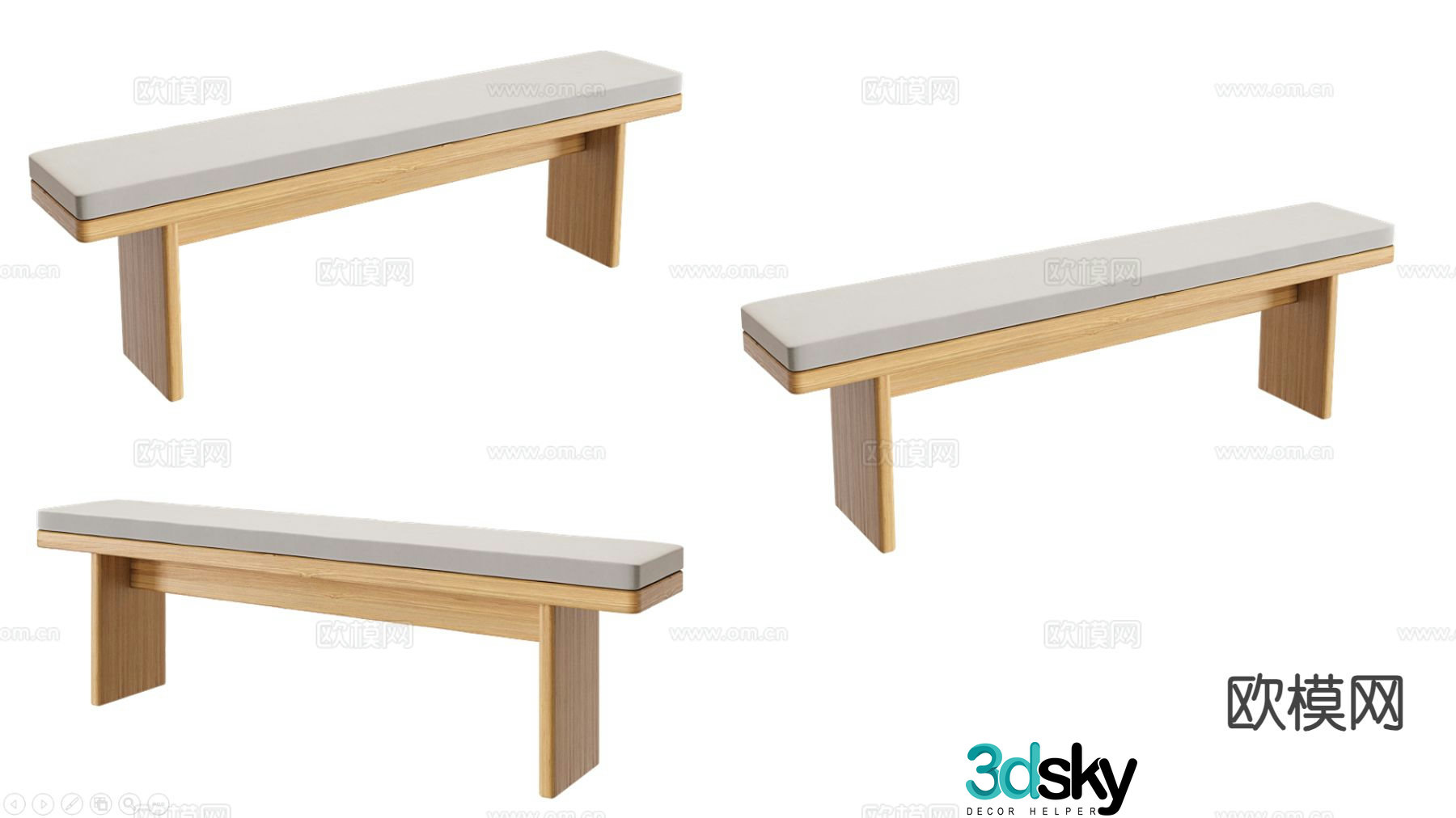 Log style stool bench bench 3d model