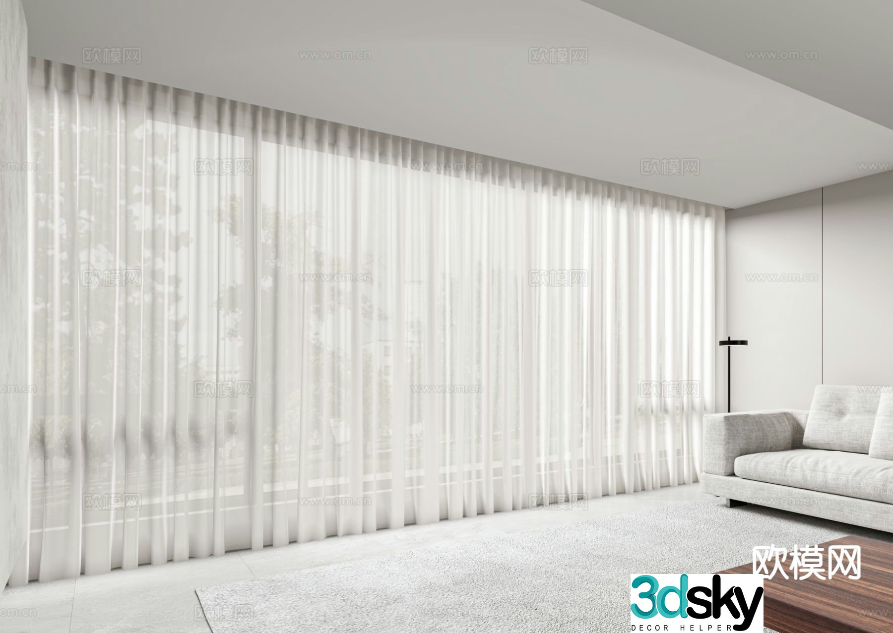 Sheer curtain universal curtain 3d model