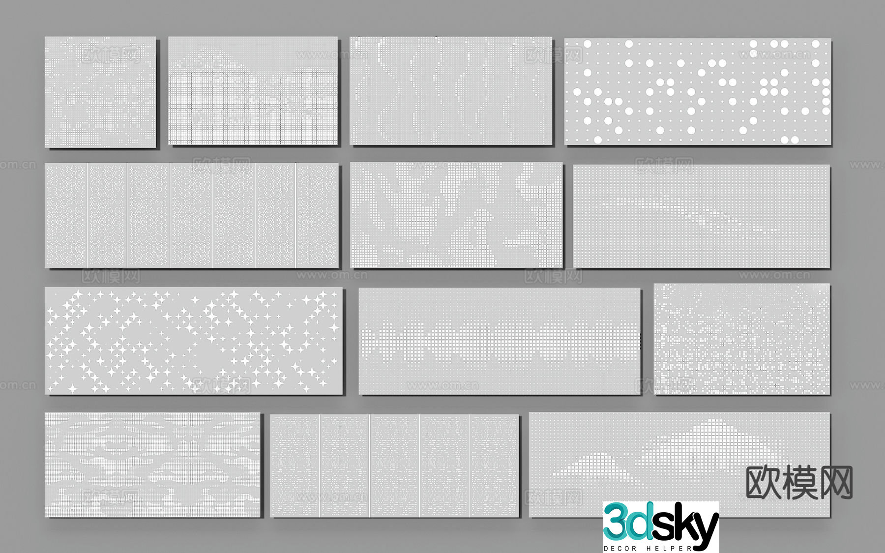 Modern wainscoting punched aluminum plate perforated plate 3d model