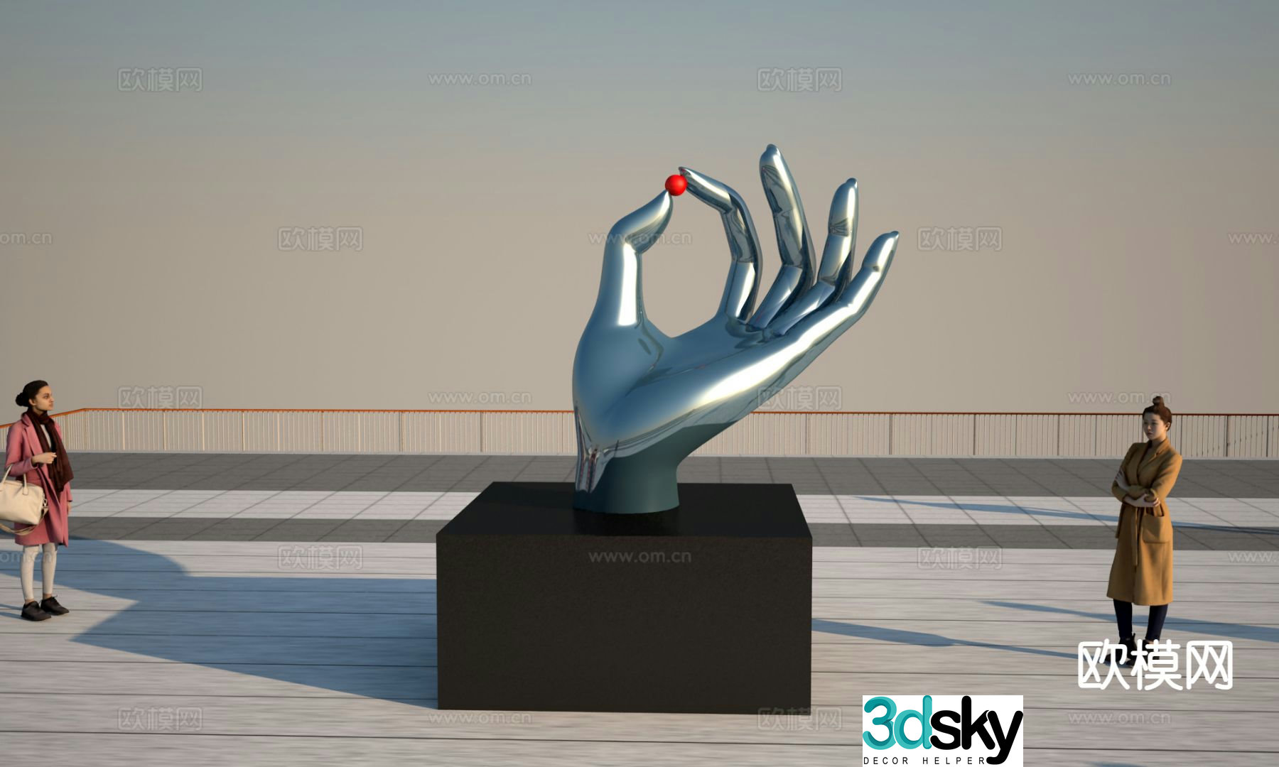 Palm sculpture square sculpture 3d model
