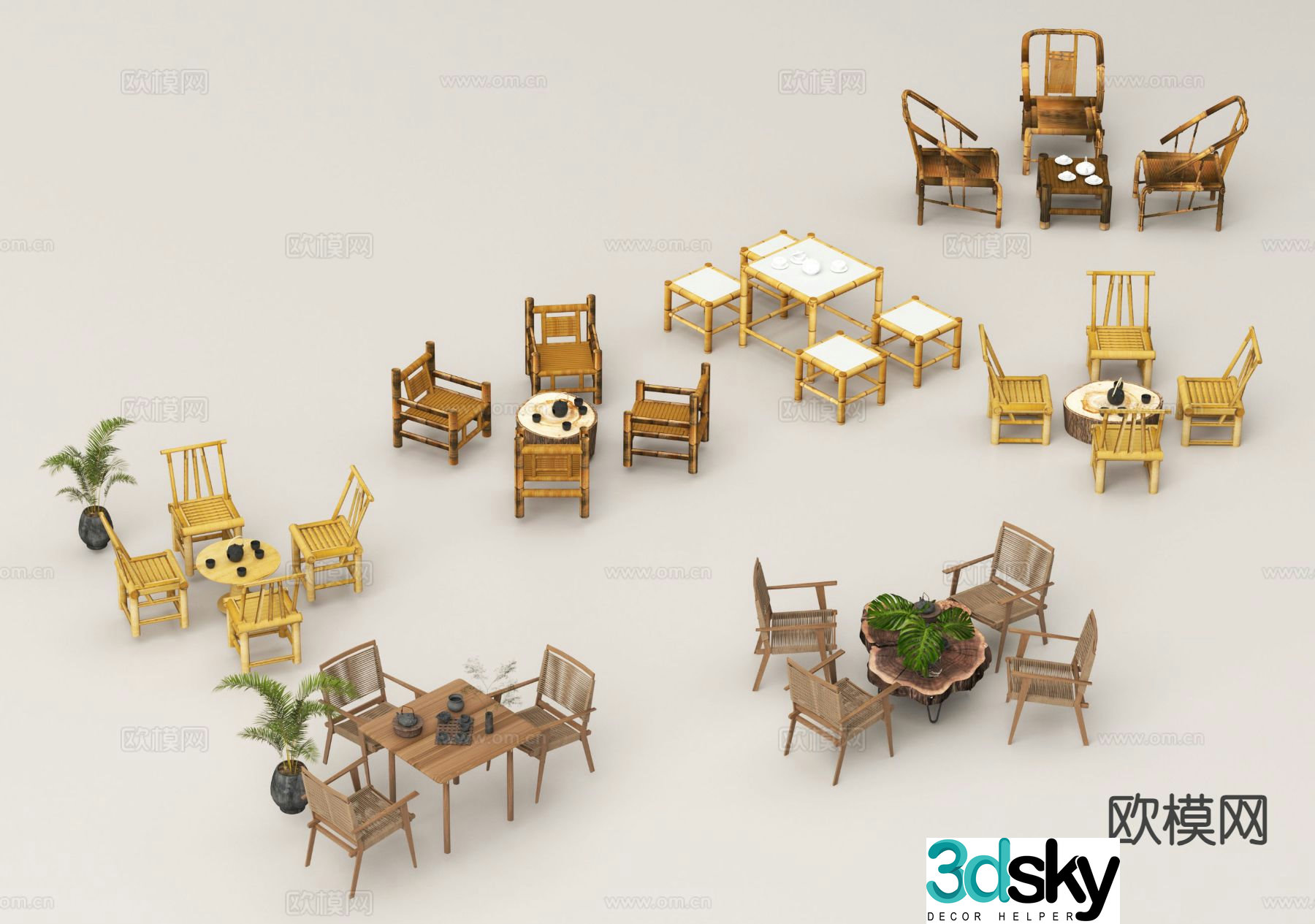 Chinese outdoor tables and chairs courtyard tables and chairs leisure tables and chairs 3D model