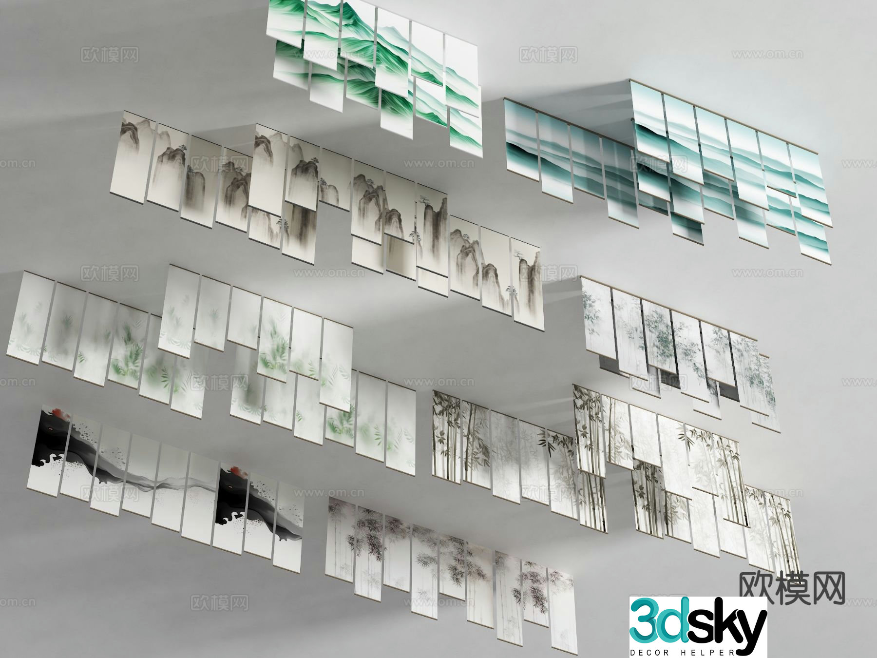 New Chinese style gauze curtain roller blind 3d model