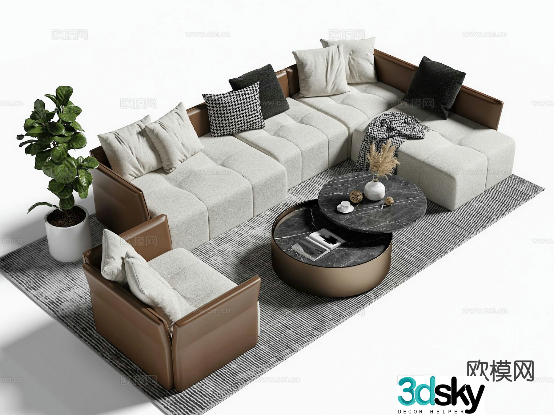 Modern sectional sofa 3d model