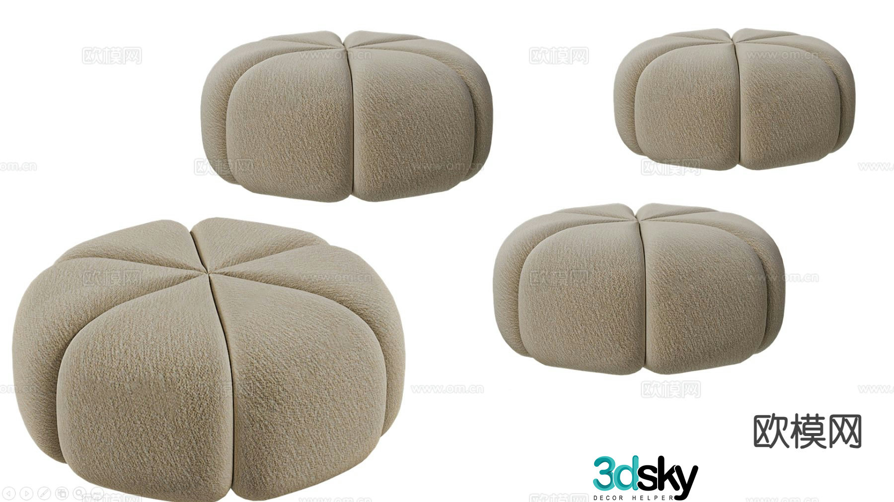 Low stool fabric sofa stool round stool stool 3d model