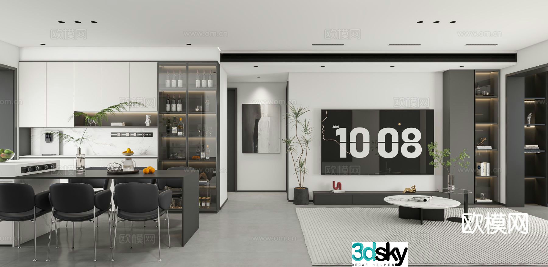 Jane black living room 3d model