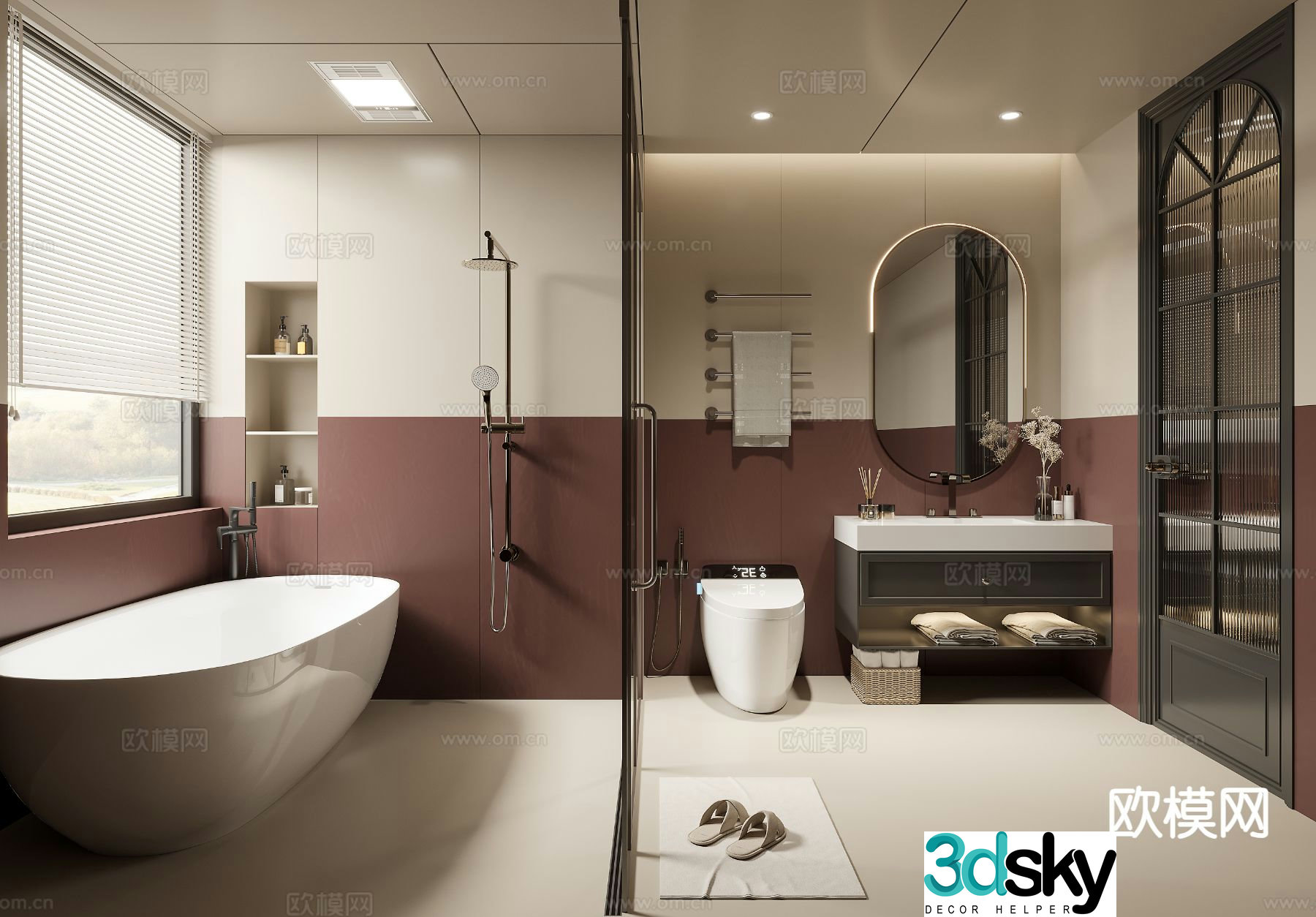 French retro bathroom bathroom 3d model
