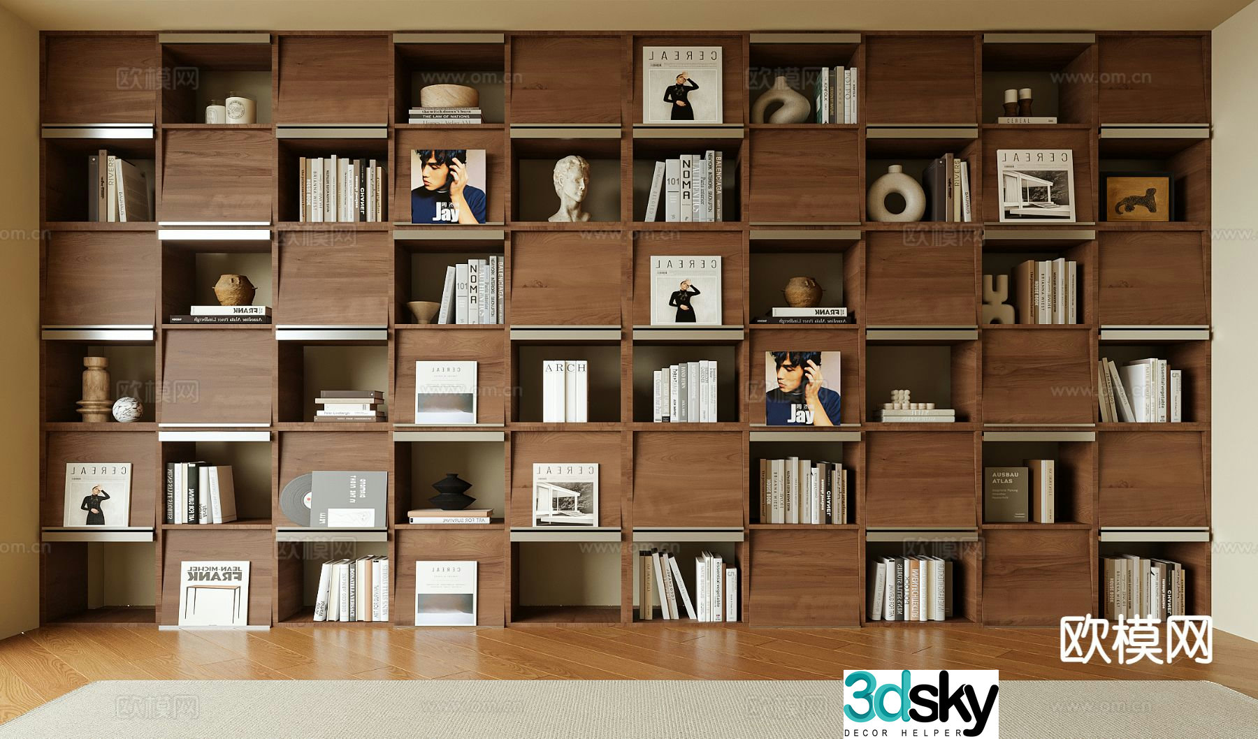 Medieval style bookcase bookshelf wall-to-wall bookcase 3D model