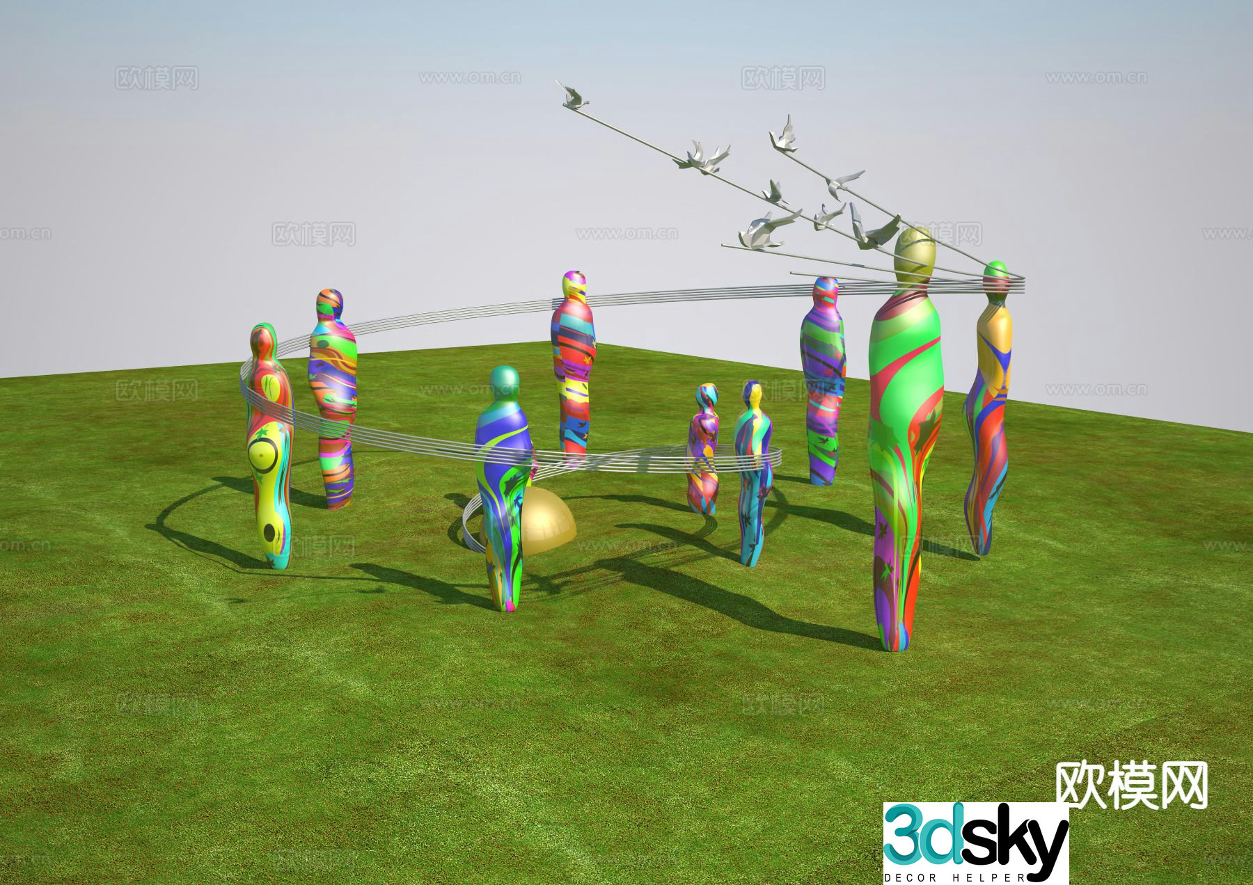 Body Art Pillar Sculpture Urban Sculpture 3D Model