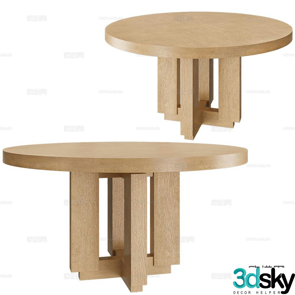 Modernature round table dining table 3d model